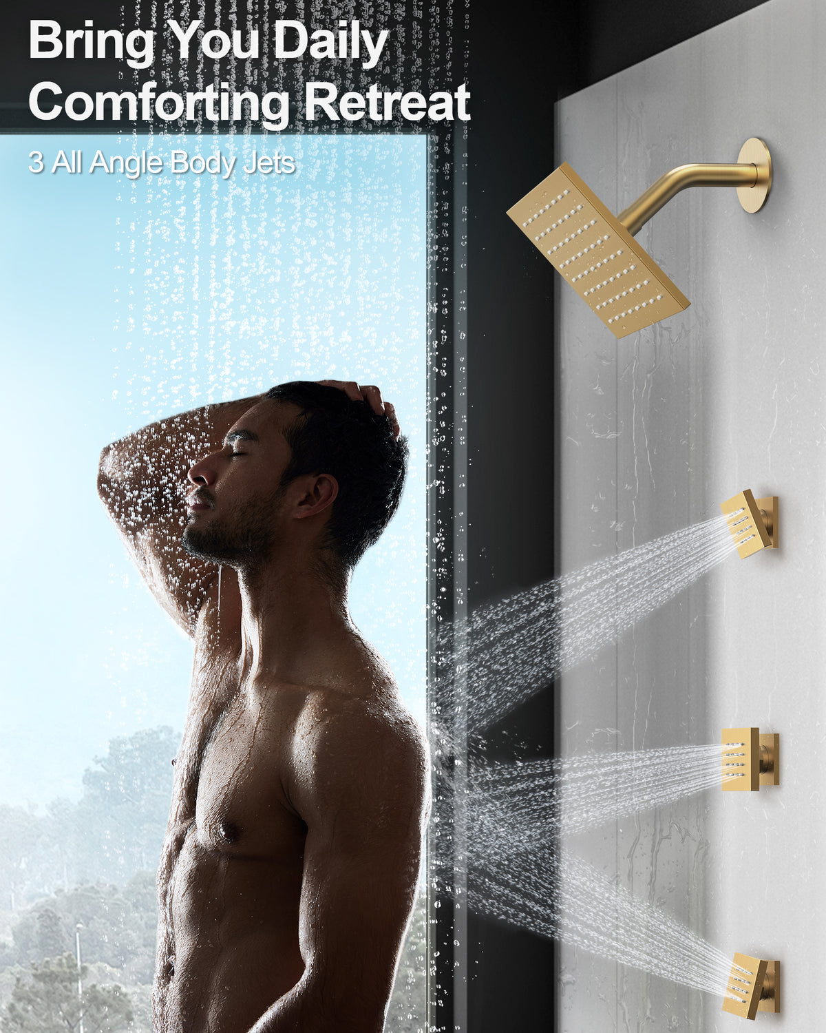 Ceiling-Mounted Multi-Spray Shower System with Secondary Wall Head
