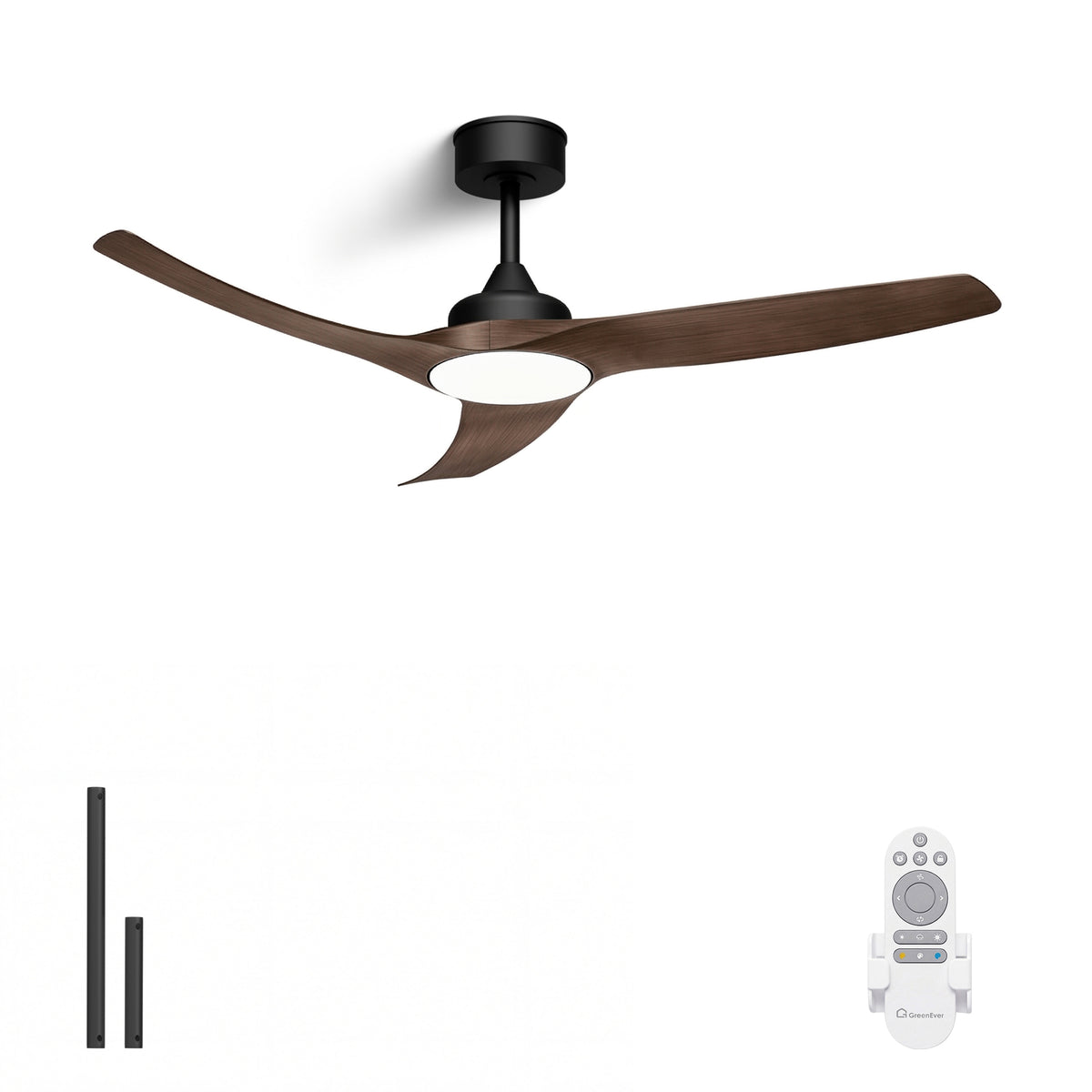 52-Inch Downrod Mount 3-Blade Indoor Outdoor Ceiling Fan with Light and Remote