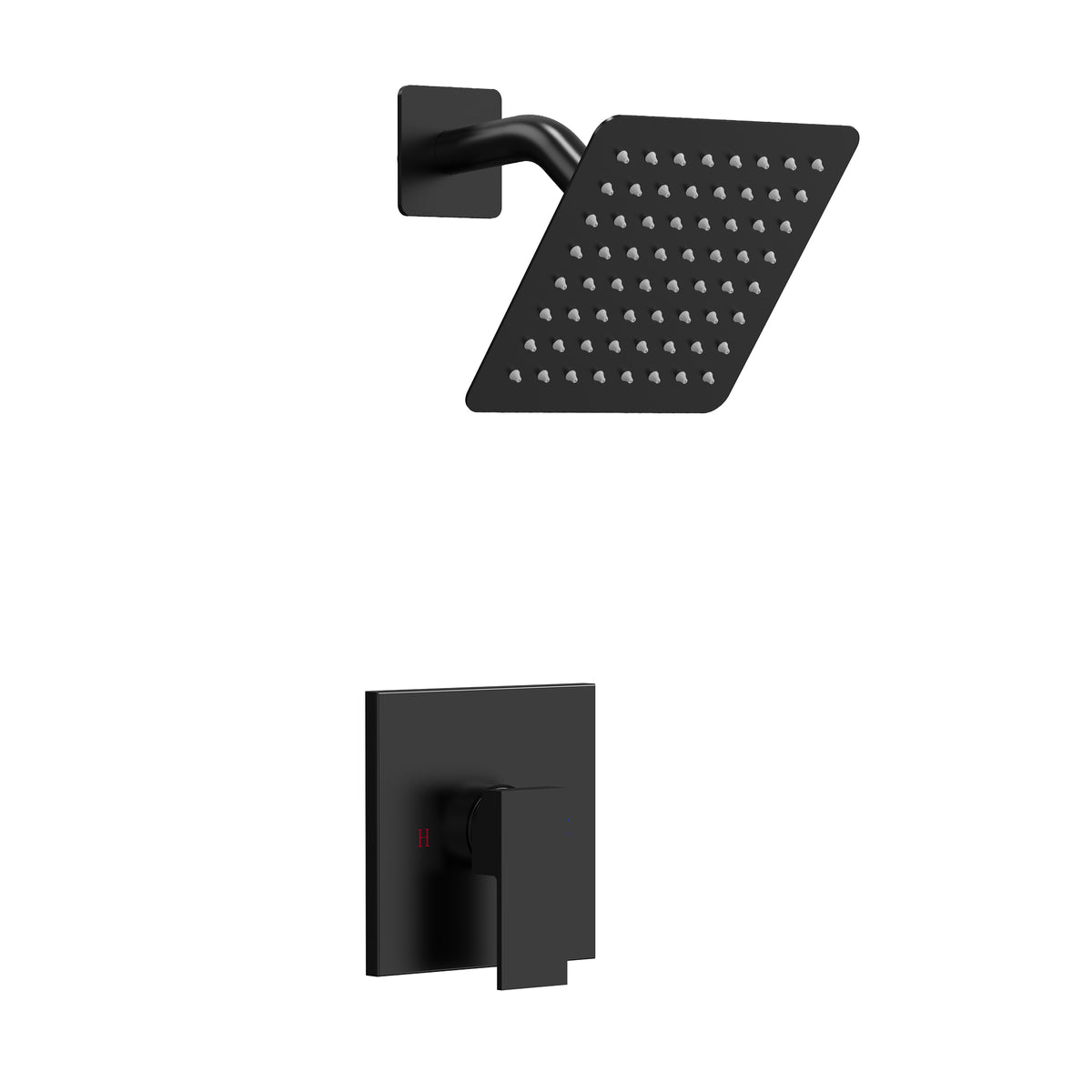 Wall-Mounted Square Rain Shower System with Pressure-Balanced Valve