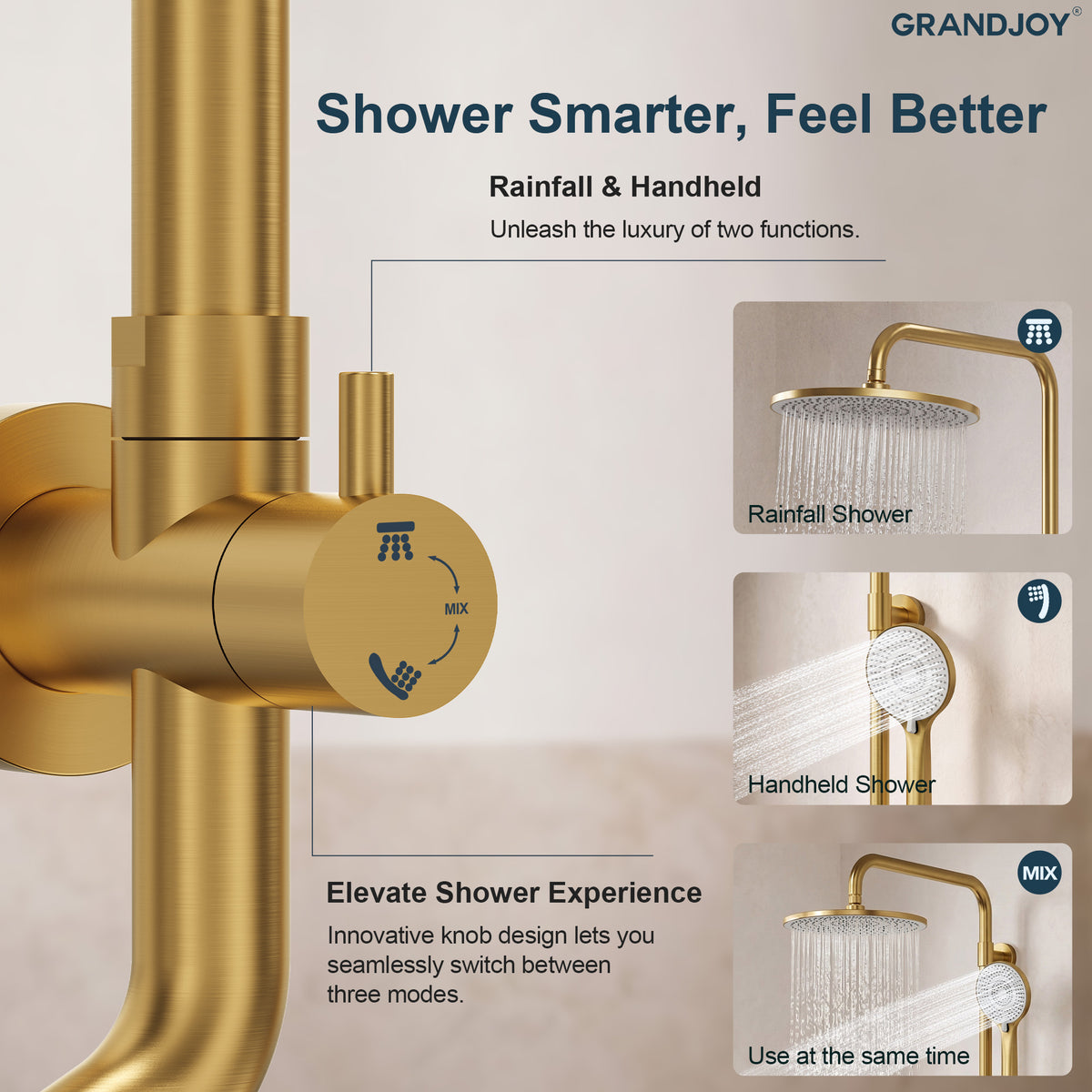 Exposed Dual-Function Rain Shower System with Adjustable Handheld