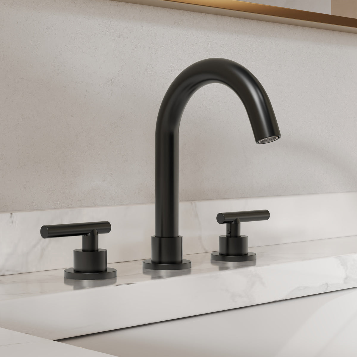 Two-Handle Mid Arc Widespread Bathroom Sink Faucet With Pop-Up Drain