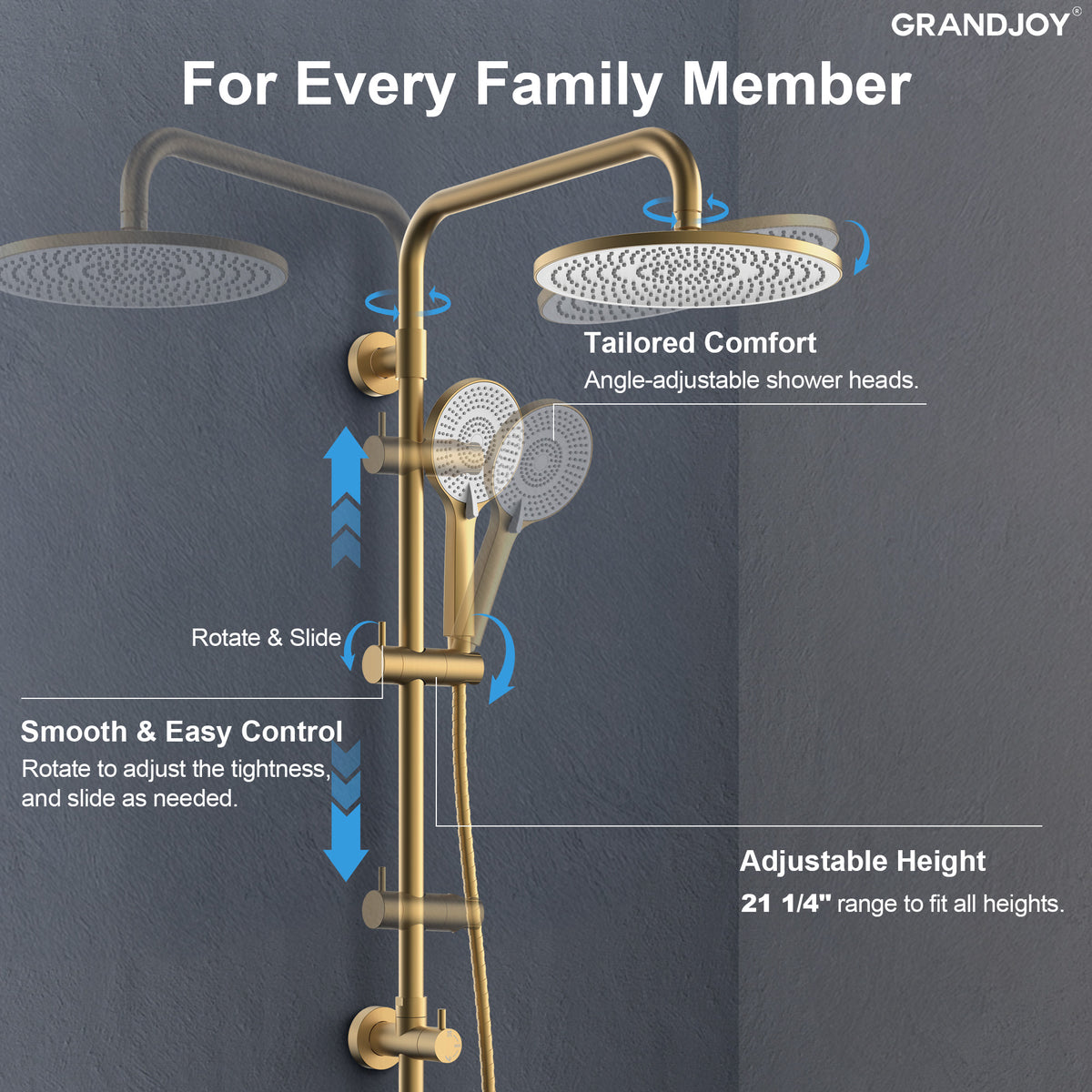 Exposed Pressure-Balanced Rain Shower System with Handheld Spray