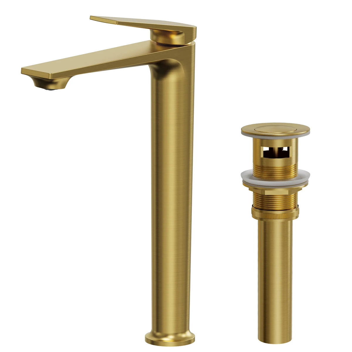 Single-Handle Vessel Bathroom Sink Faucet With Pop-Up Drain