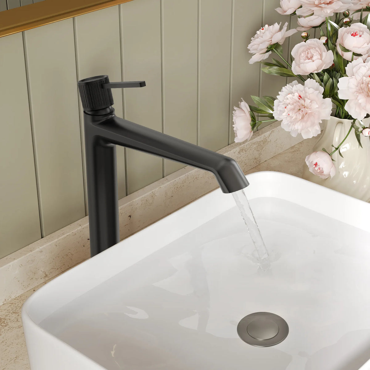 Single-Handle Vessel Bathroom Sink Faucet With Pop-Up Drain