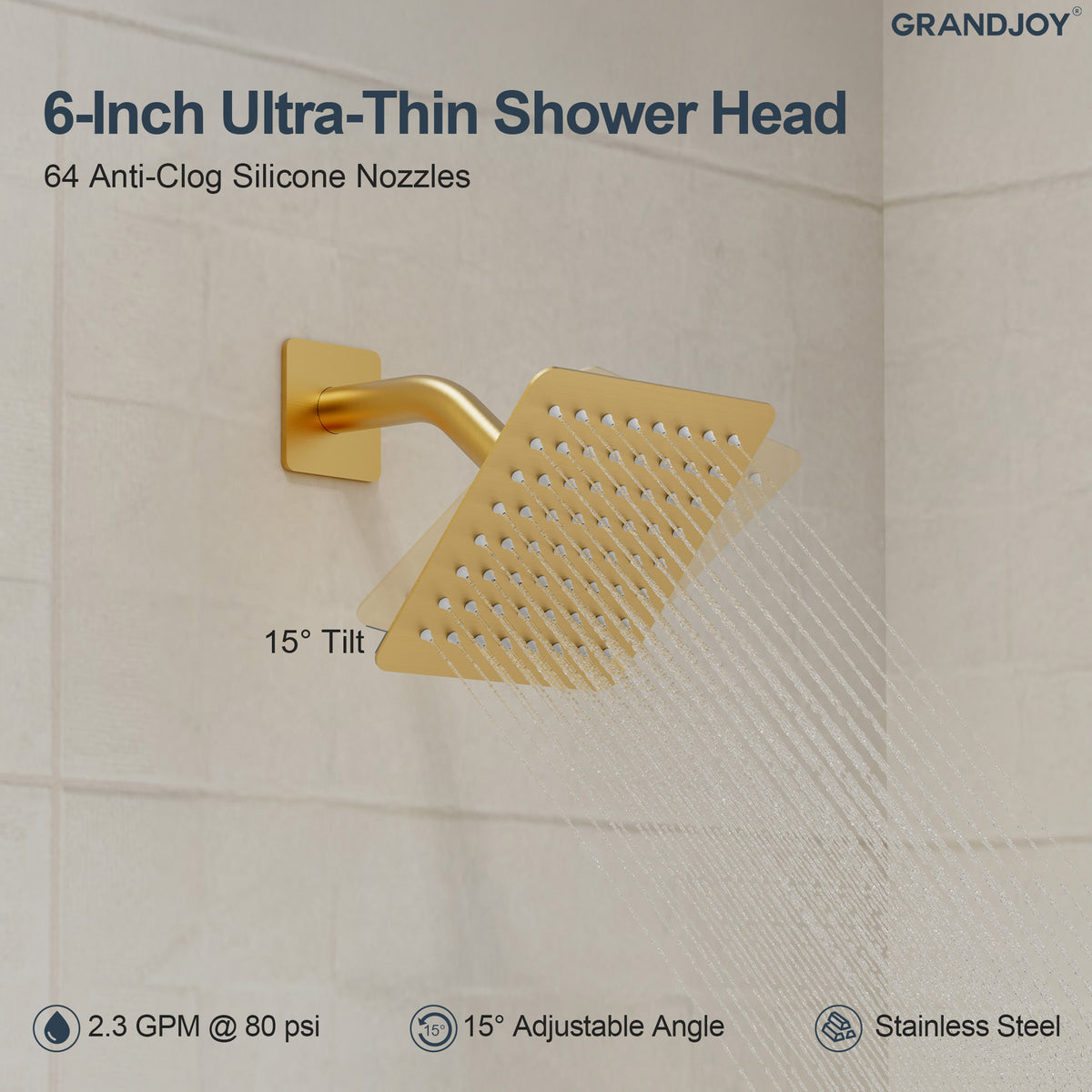 Wall-Mounted Square Rain Shower System with Pressure-Balanced Valve
