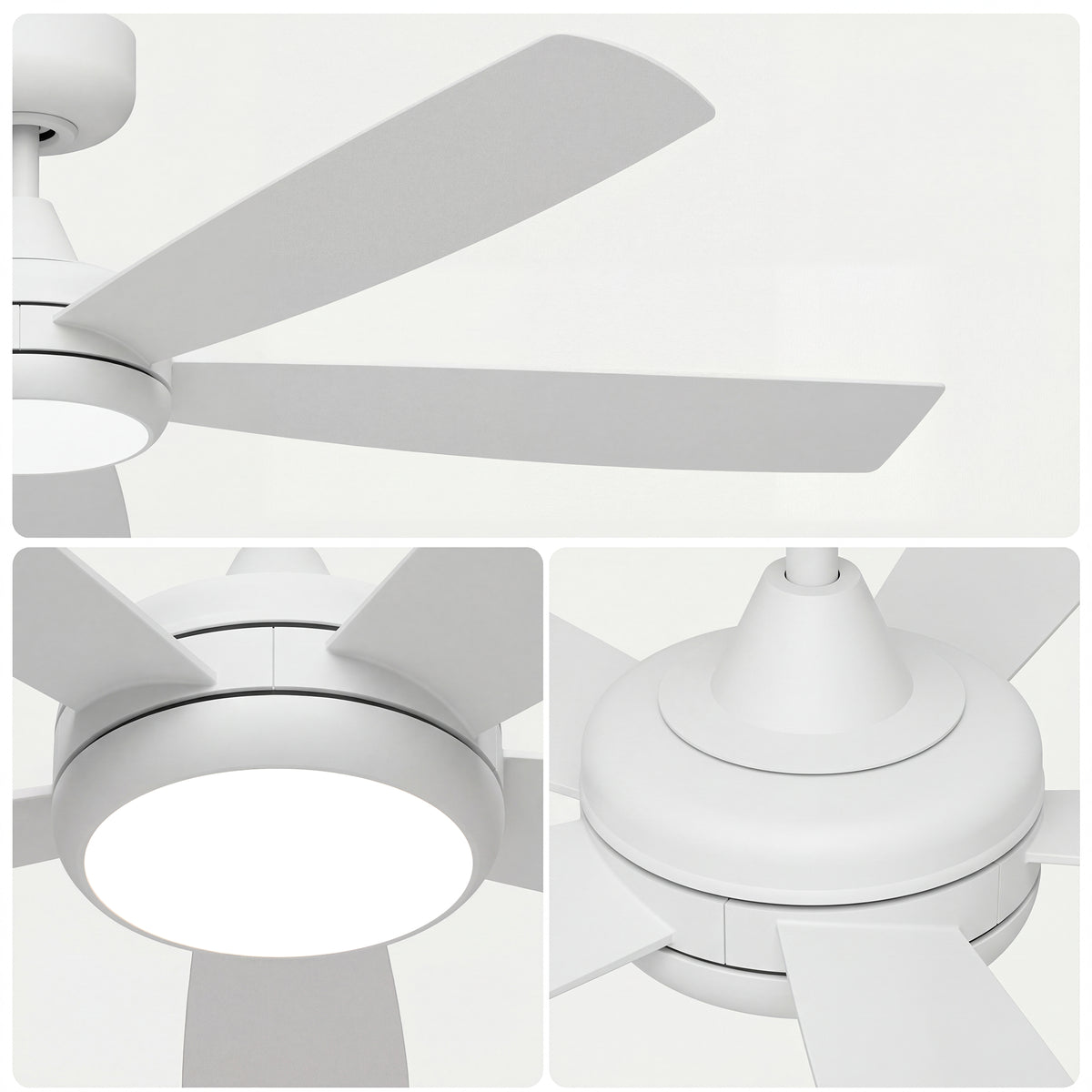 52-Inch Flush Mount 5-Blade Ceiling Fan with Light and Smart Control