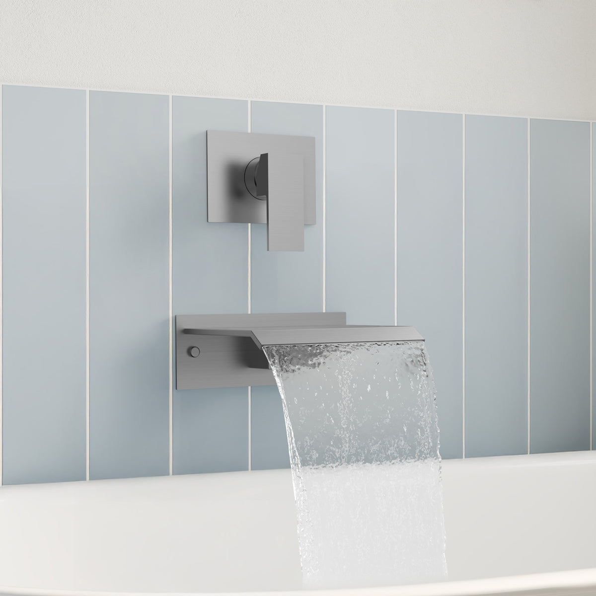 Concealed Wall-Mounted Waterfall Bathtub Faucet with Single-Handle Control