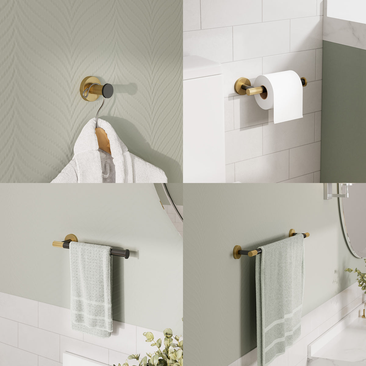 Four-Piece Wall-Mounted Bathroom Hardware Set with Knurled Towel Bars