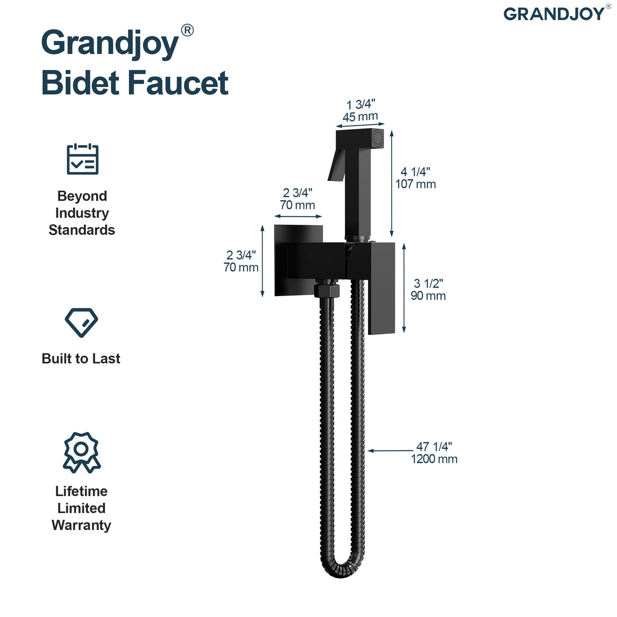 Wall-Mounted Brass Bidet Sprayer Set with Hot and Cold Control