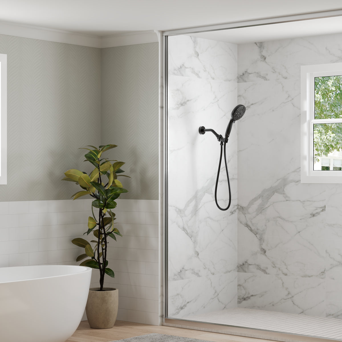 Wall-Mounted Shower Handheld with Five Spray Modes