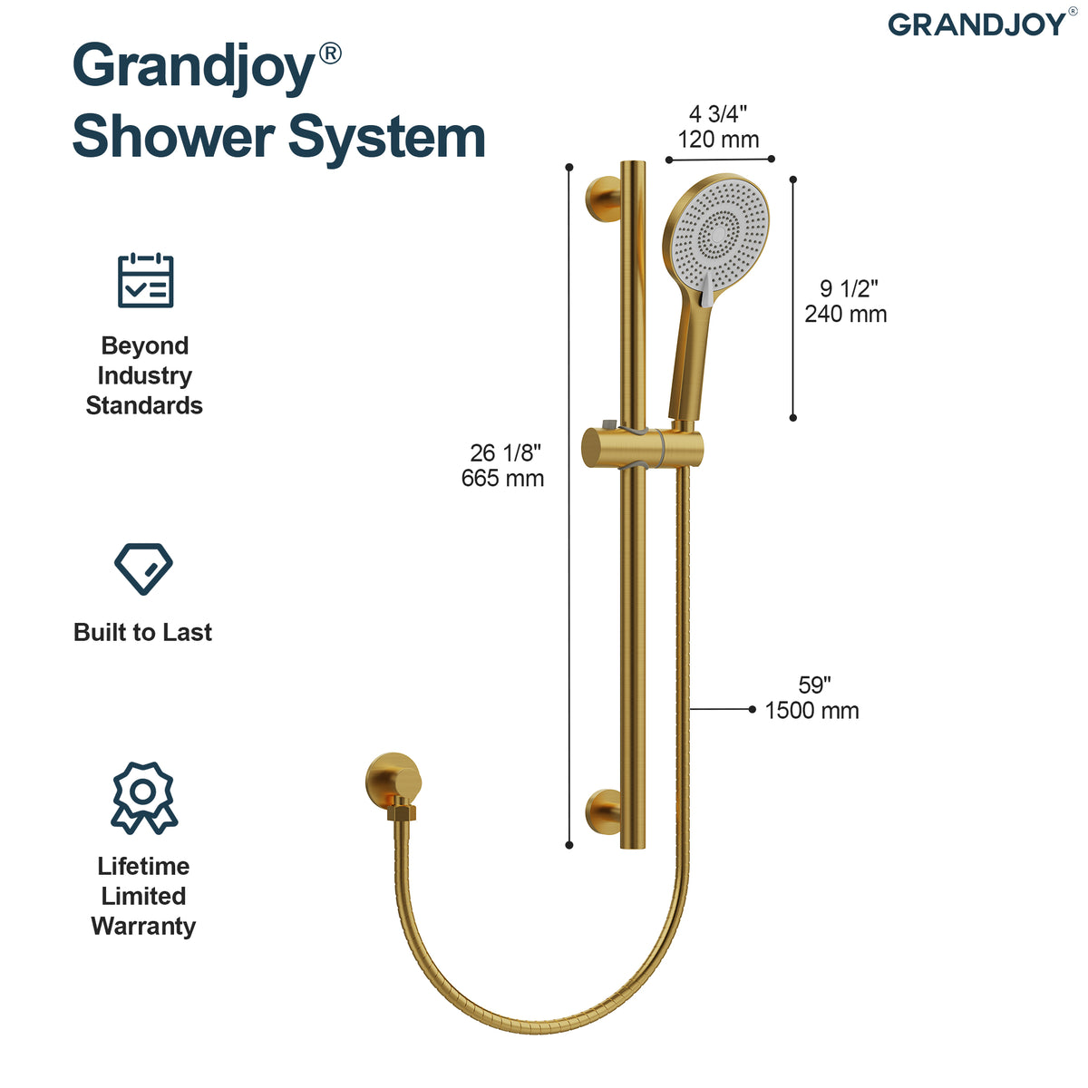 Wall-Mounted Shower Handheld with Adjustable Slide Bar