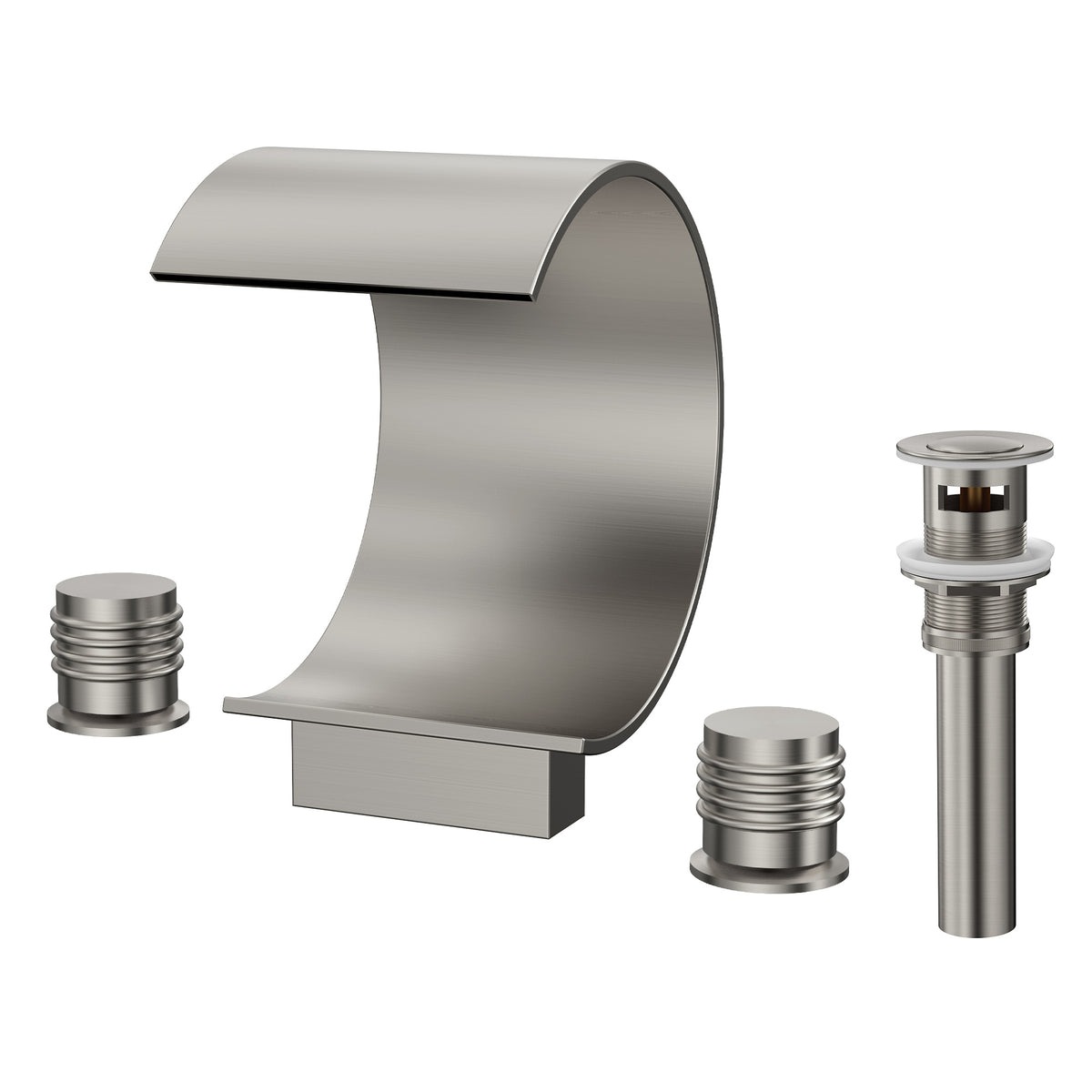 Two-Handle Waterfall Widespread Bathroom Sink Faucet With Pop-Up Drain