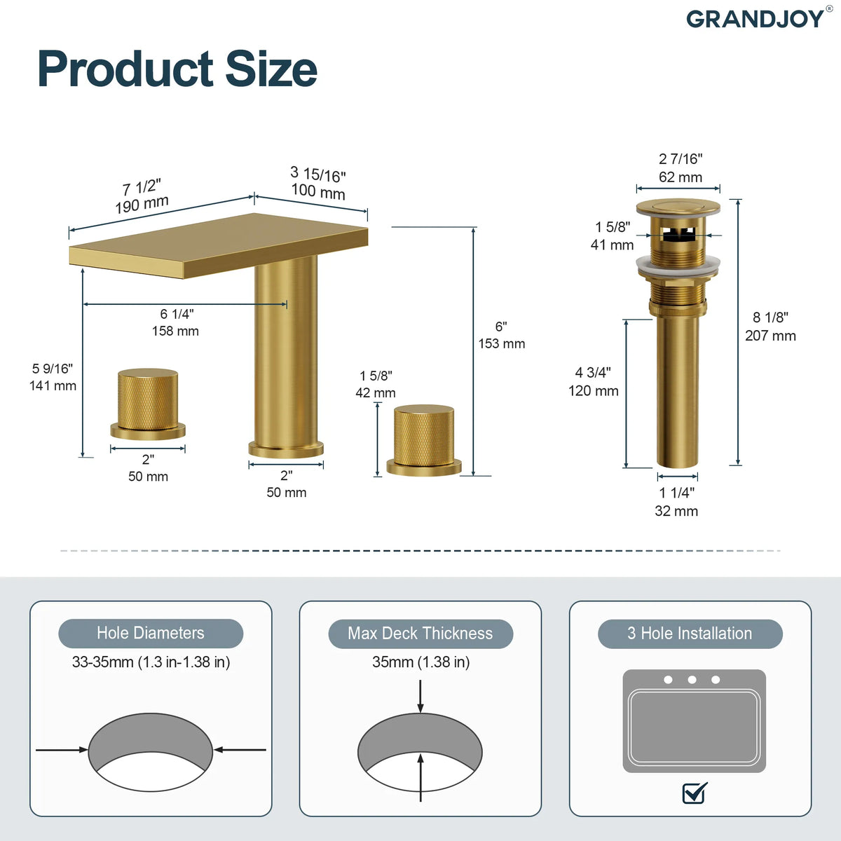 Two-Handle Mid Arc Widespread Bathroom Sink Faucet With Pop-Up Drain