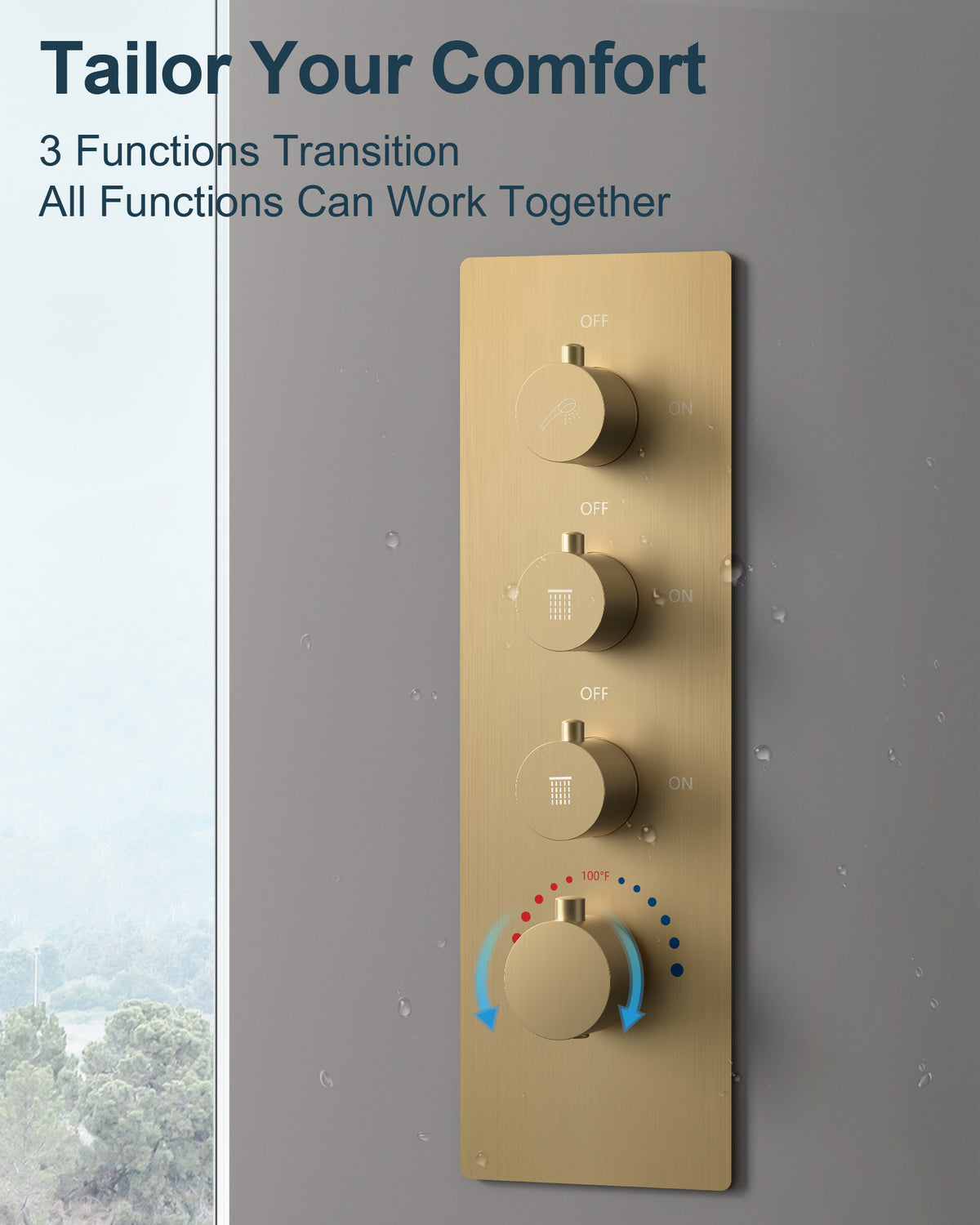 LED Ceiling-Mounted Thermostatic Dual Shower System with Handheld