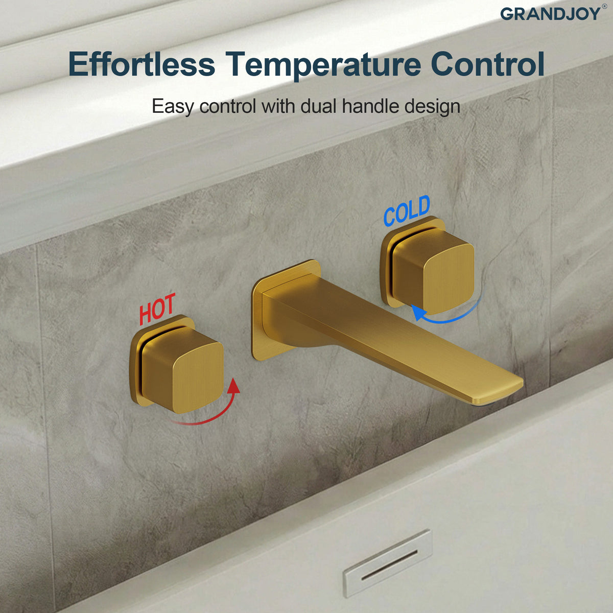 High-Flow Wall-Mounted Bathtub Faucet with Flat Spout and Dual Handles