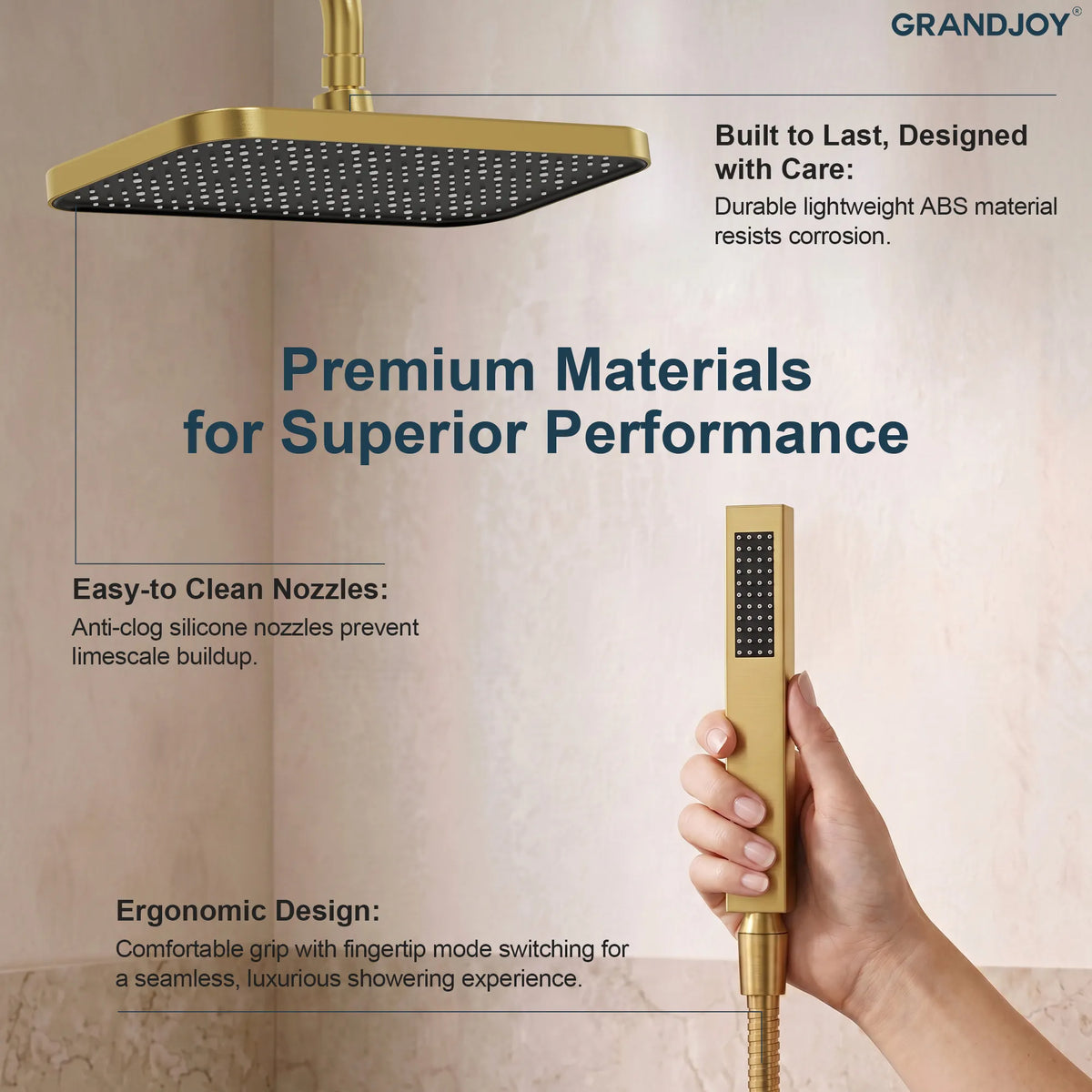 Square Exposed Shower System with Dual Rainfall Modes
