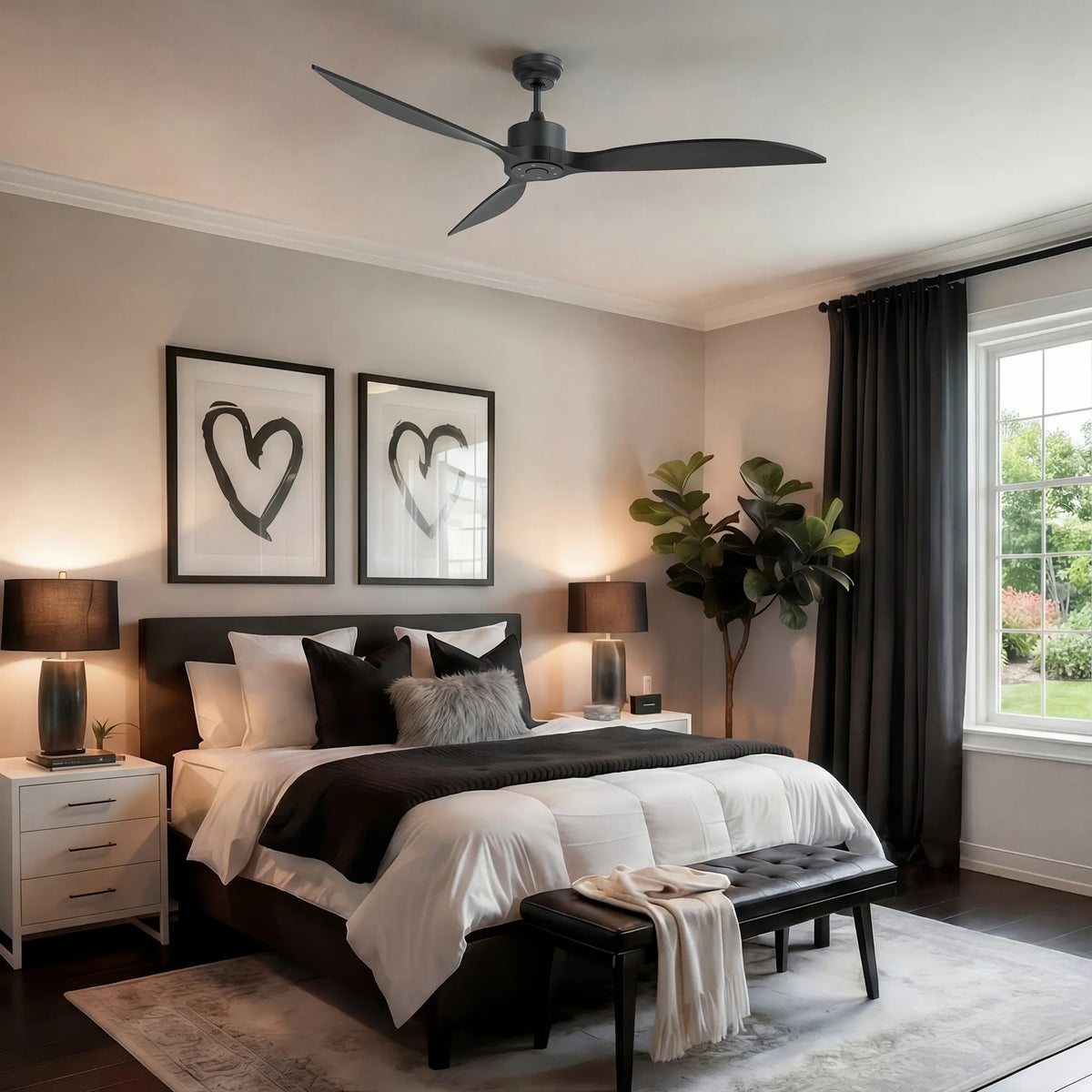 65-Inch Downrod Mount 3-Blade Ceiling Fan without Light