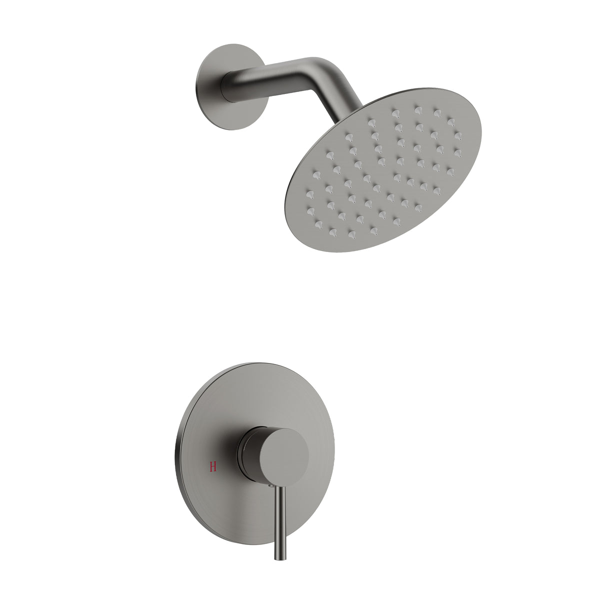 Round Wall-Mounted Rain Shower System with Pressure-Balanced Valve