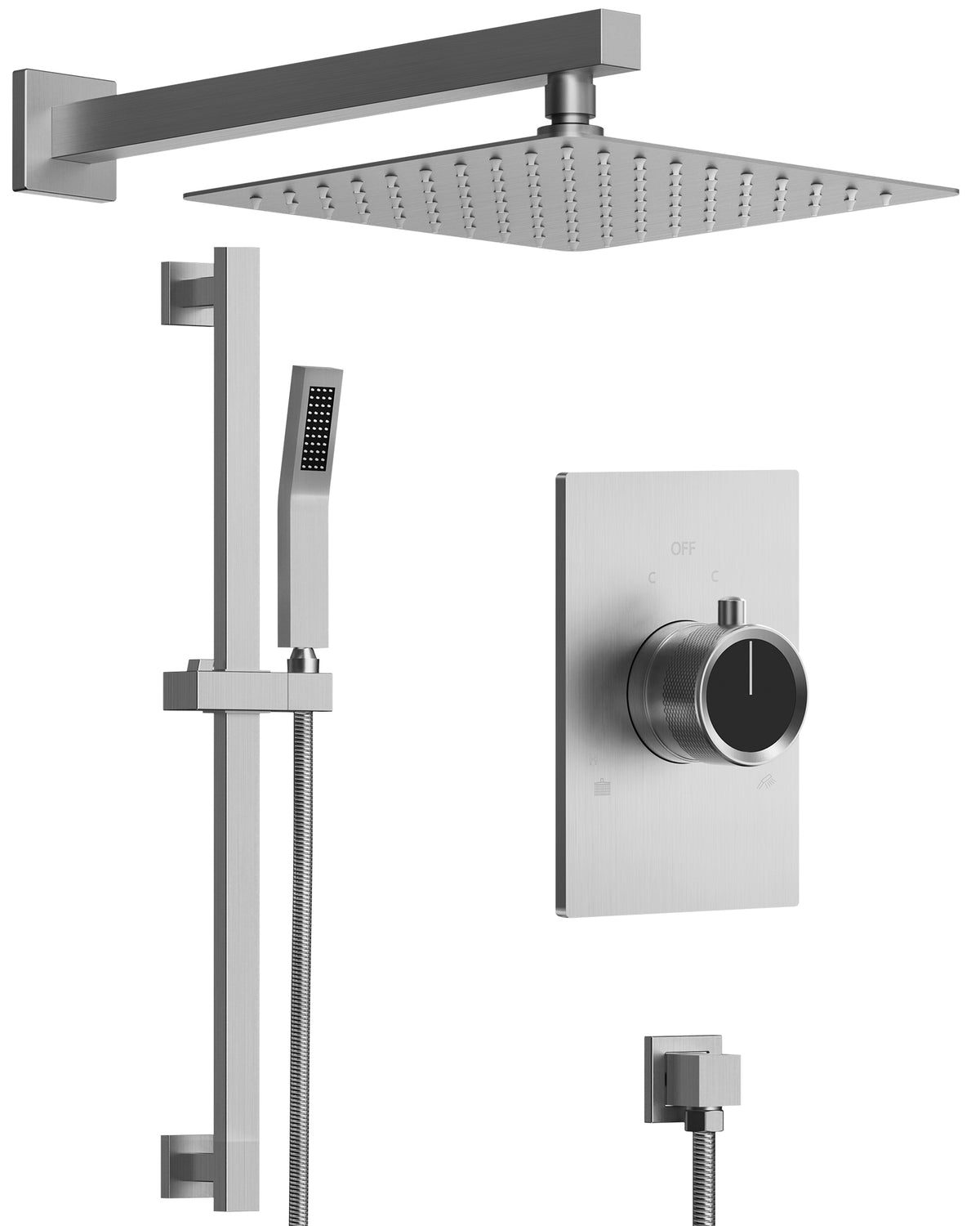 Wall-Mounted Dual-Spray Shower System with Adjustable Handheld Spray