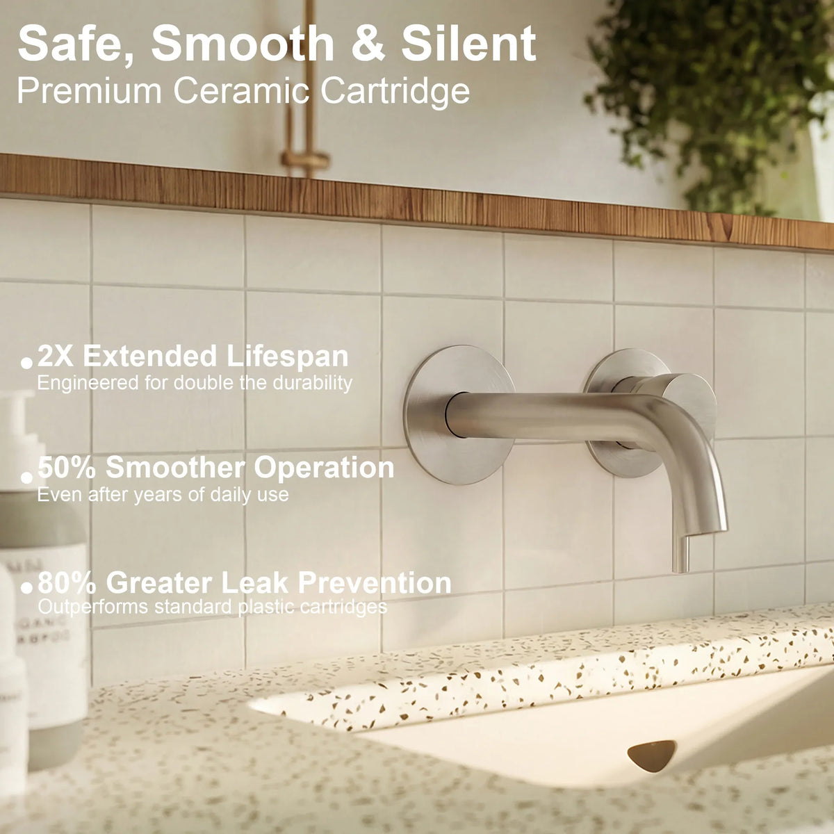Single-Handle Wall-Mount Bathroom Sink Faucet With Pop-Up Drain