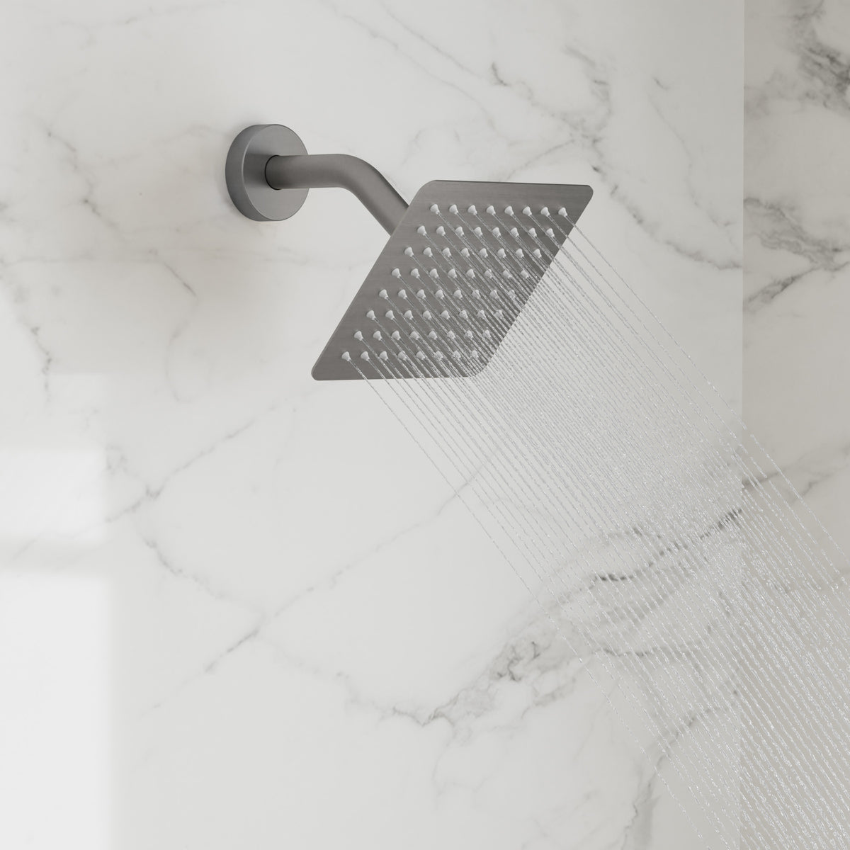 Square Wall-Mounted Shower System with Adjustable Handheld Spray