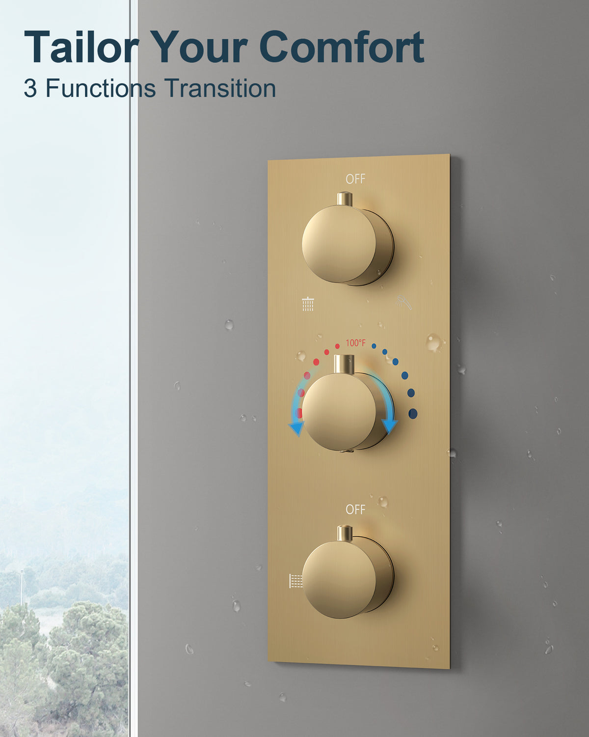 LED Ceiling-Mounted Thermostatic Shower System with Body Jets and Handheld