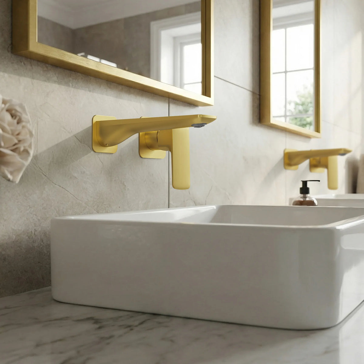 Single-Handle Wall-Mount Bathroom Sink Faucet With Pop-Up Drain