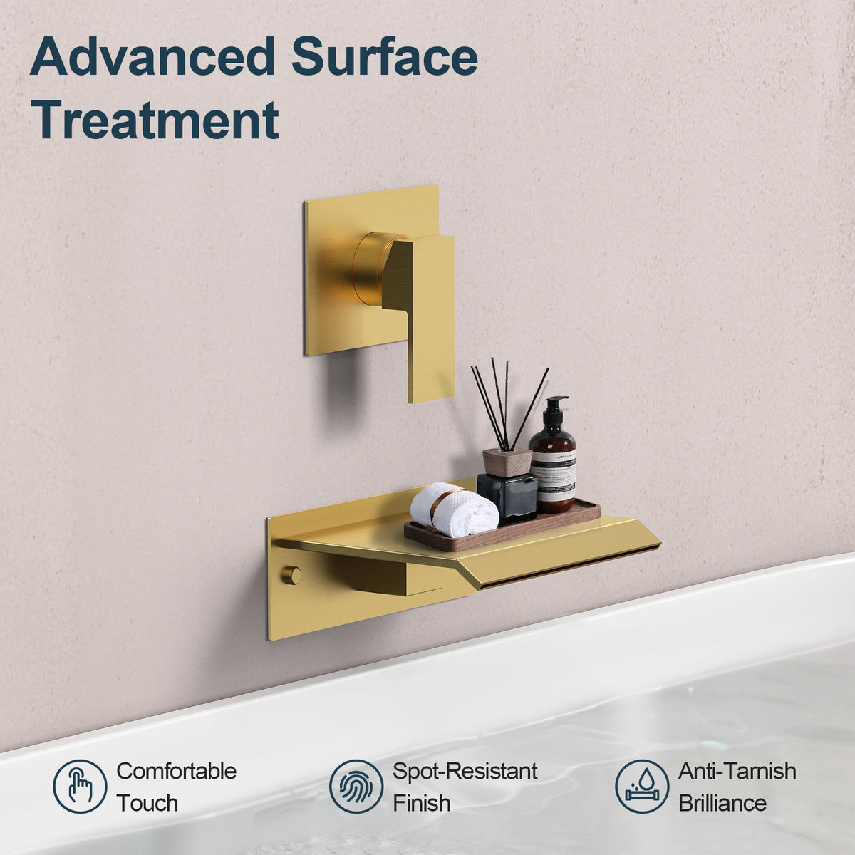 Concealed Wall-Mounted Waterfall Bathtub Faucet with Single-Handle Control