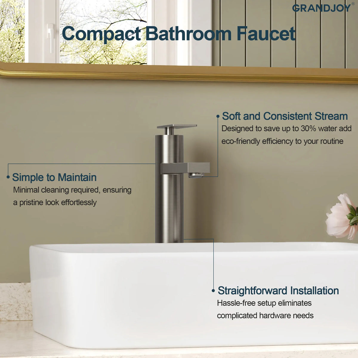 Single-Handle Vessel Bathroom Sink Faucet With Pop-Up Drain