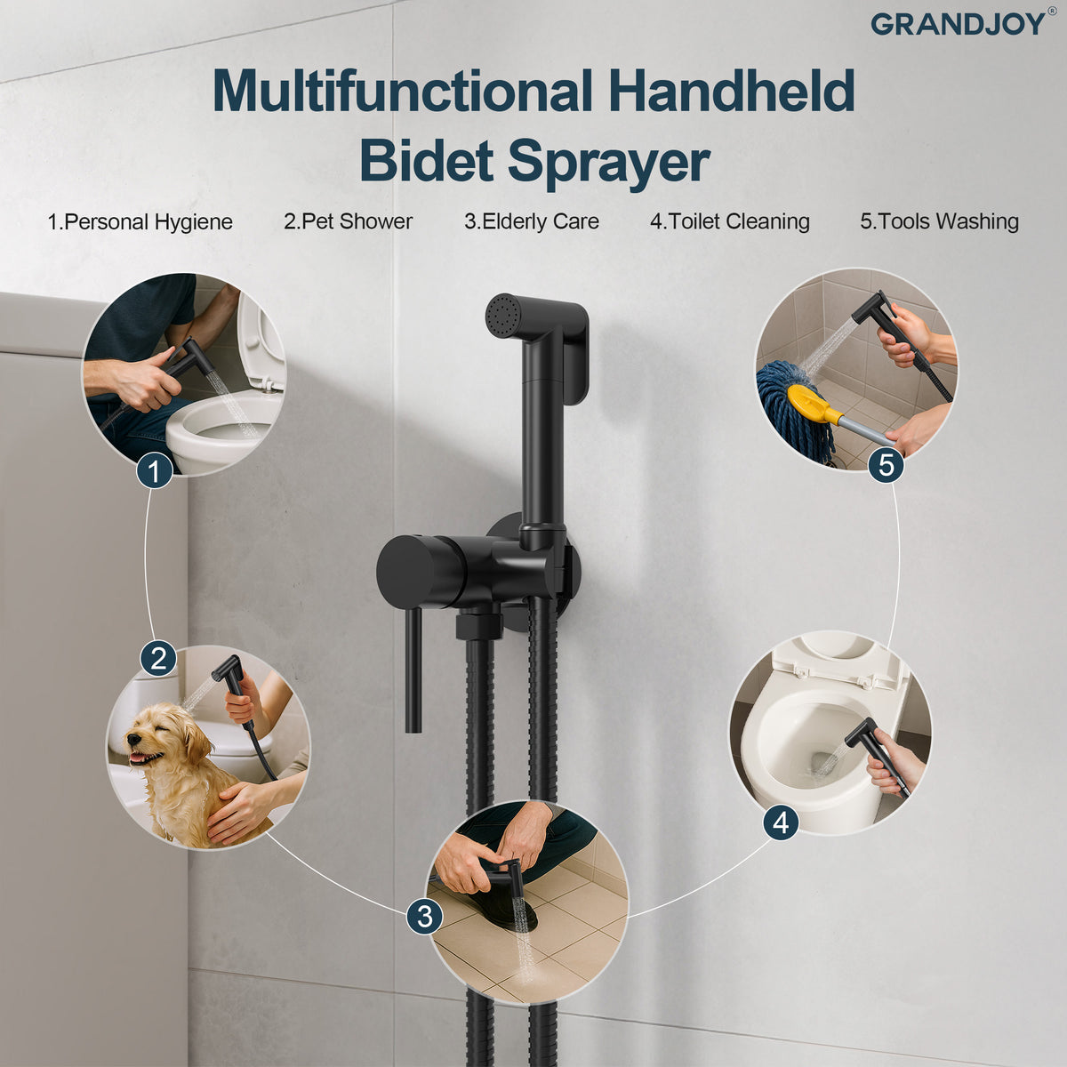 Single-Handle Wall-Mounted Brass Bidet Sprayer with Hot and Cold Control