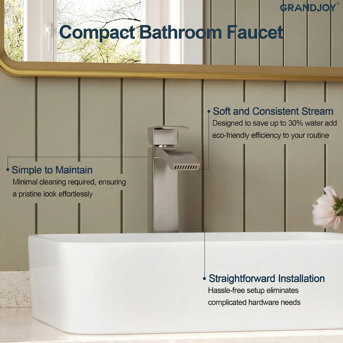 Single-Handle Vessel Bathroom Sink Faucet With Pop-Up Drain