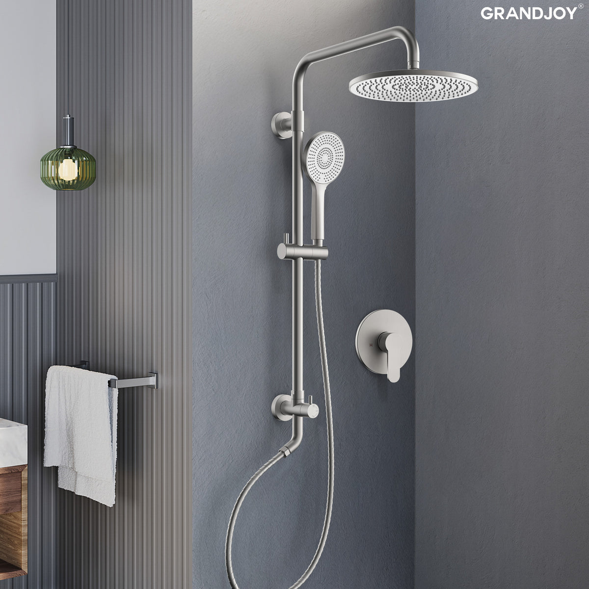 Exposed Pressure-Balanced Rain Shower System with Handheld Spray