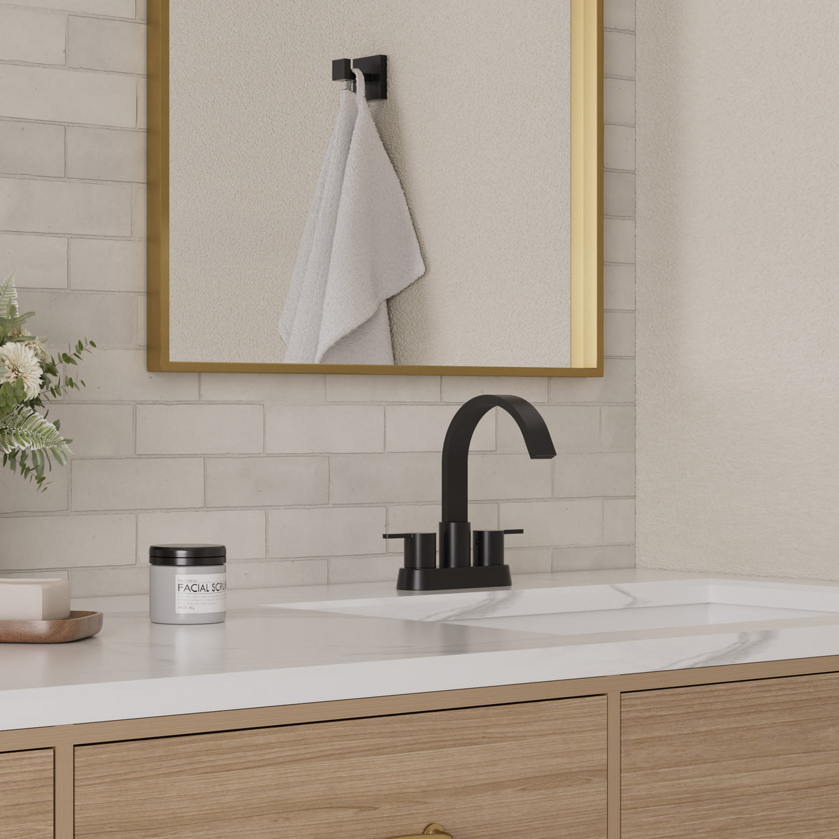Two-Handle Centerset Bathroom Sink Faucet With Pop-Up Drain