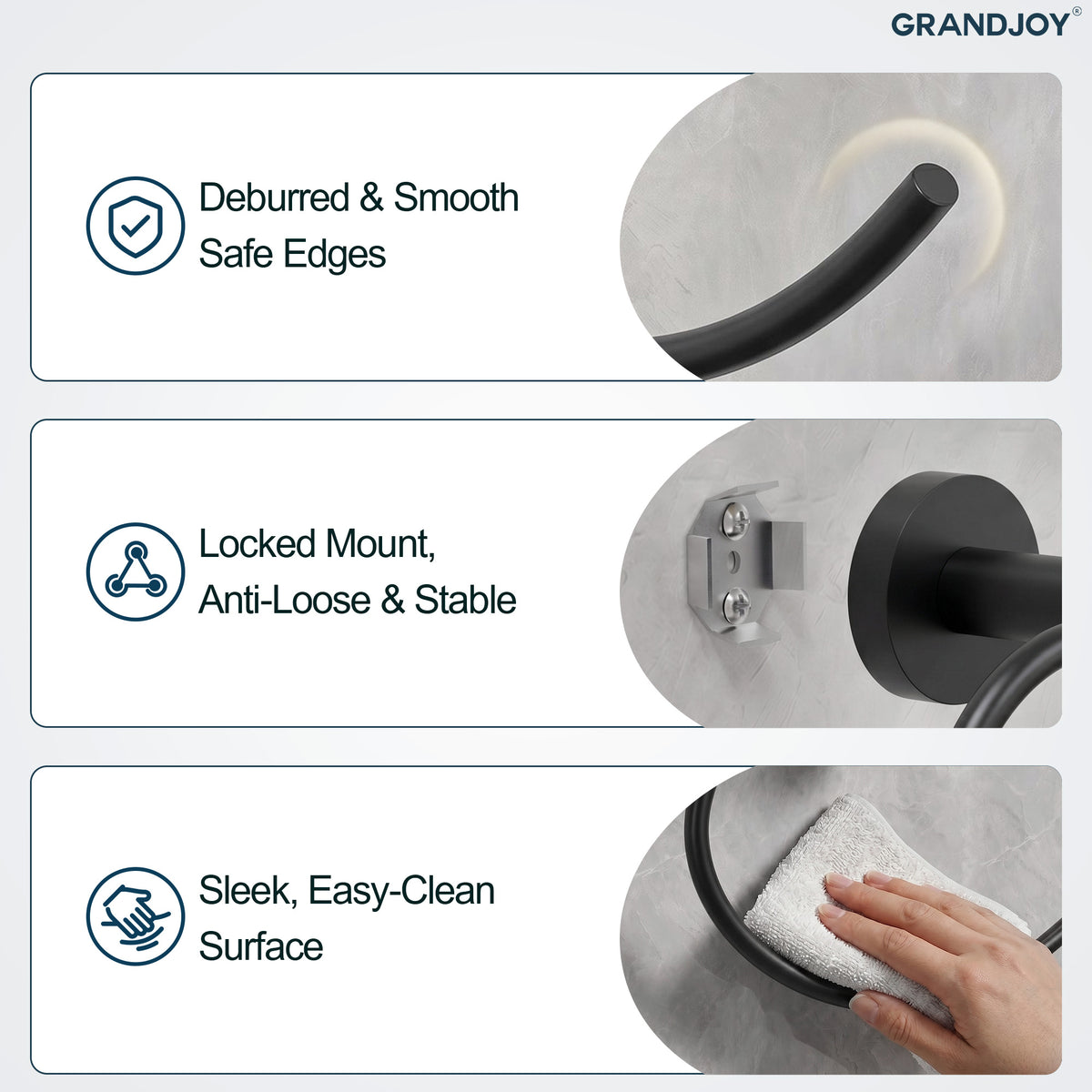 Circular Wall-Mounted Swing-Arm Towel Ring with 180-Degree Pivot
