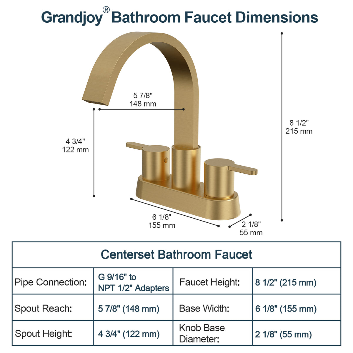 Two-Handle Centerset Bathroom Sink Faucet With Pop-Up Drain
