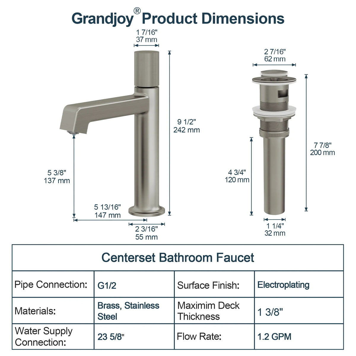Single-Handle Bathroom Sink Faucet With Pop-Up Drain