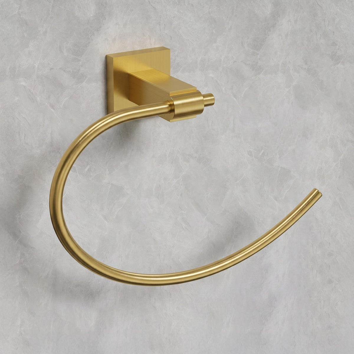Square Wall-Mounted Swing-Arm Towel Ring with 180-Degree Pivot