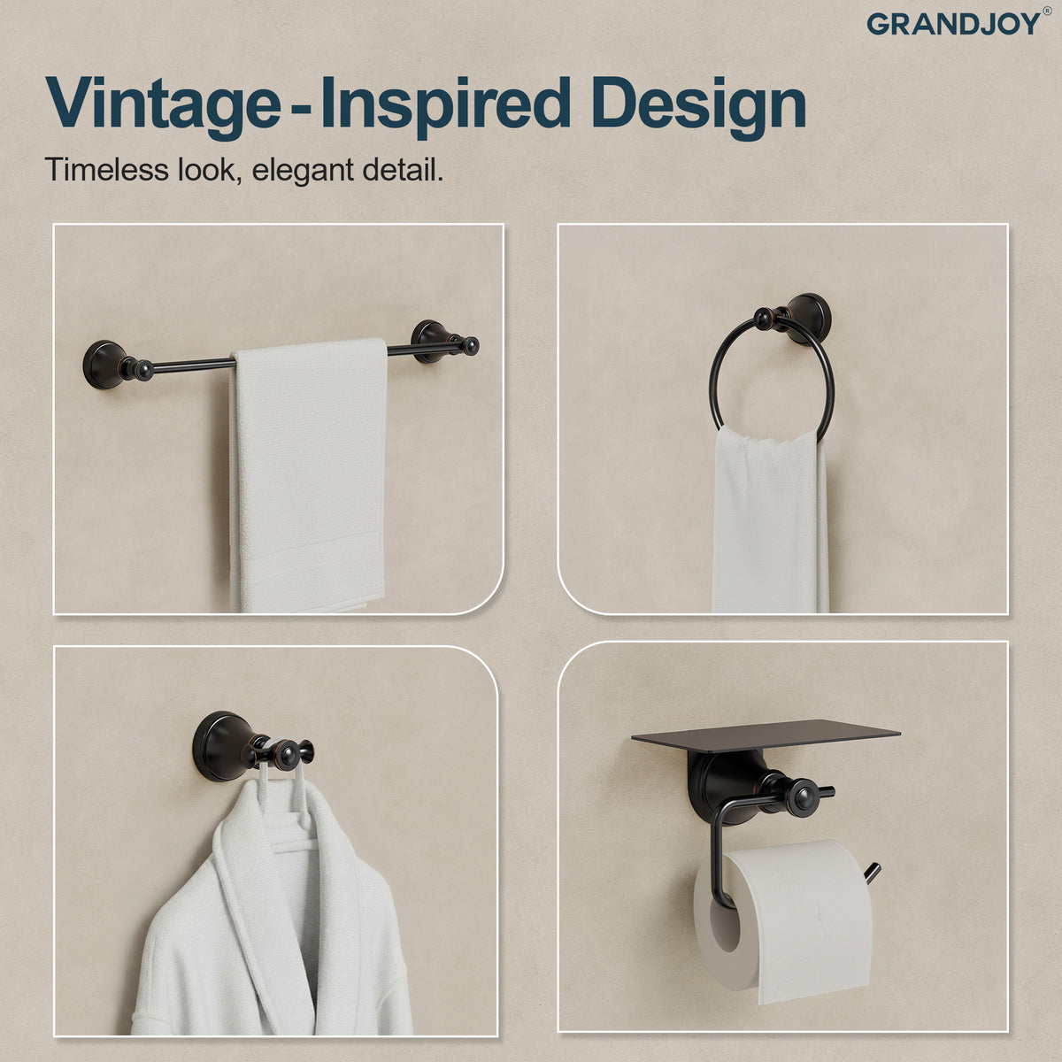 Four-Piece Wall-Mounted Bathroom Hardware Set with Phone Shelf