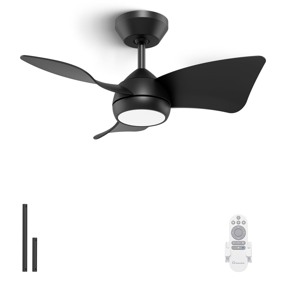 30-Inch Downrod Mount 3-Blade Ceiling Fan with Light and Remote Control