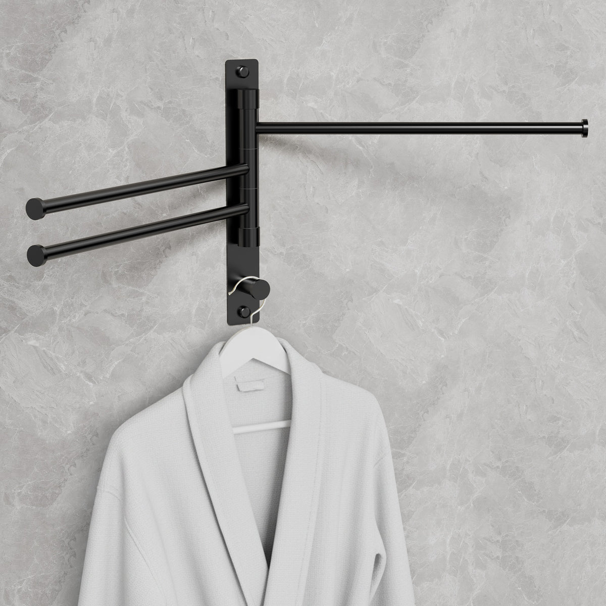 Three-Arm Wall-Mounted Rotating Stainless Steel Towel Rack for Bathrooms