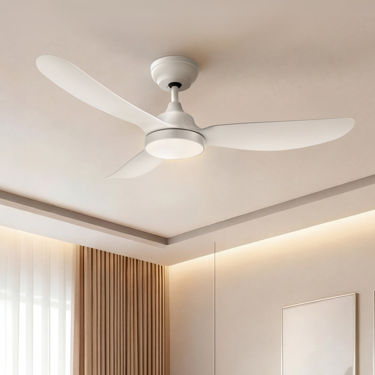 42-Inch Downrod Mount 3-Blade Ceiling Fan with Light and Remote Control