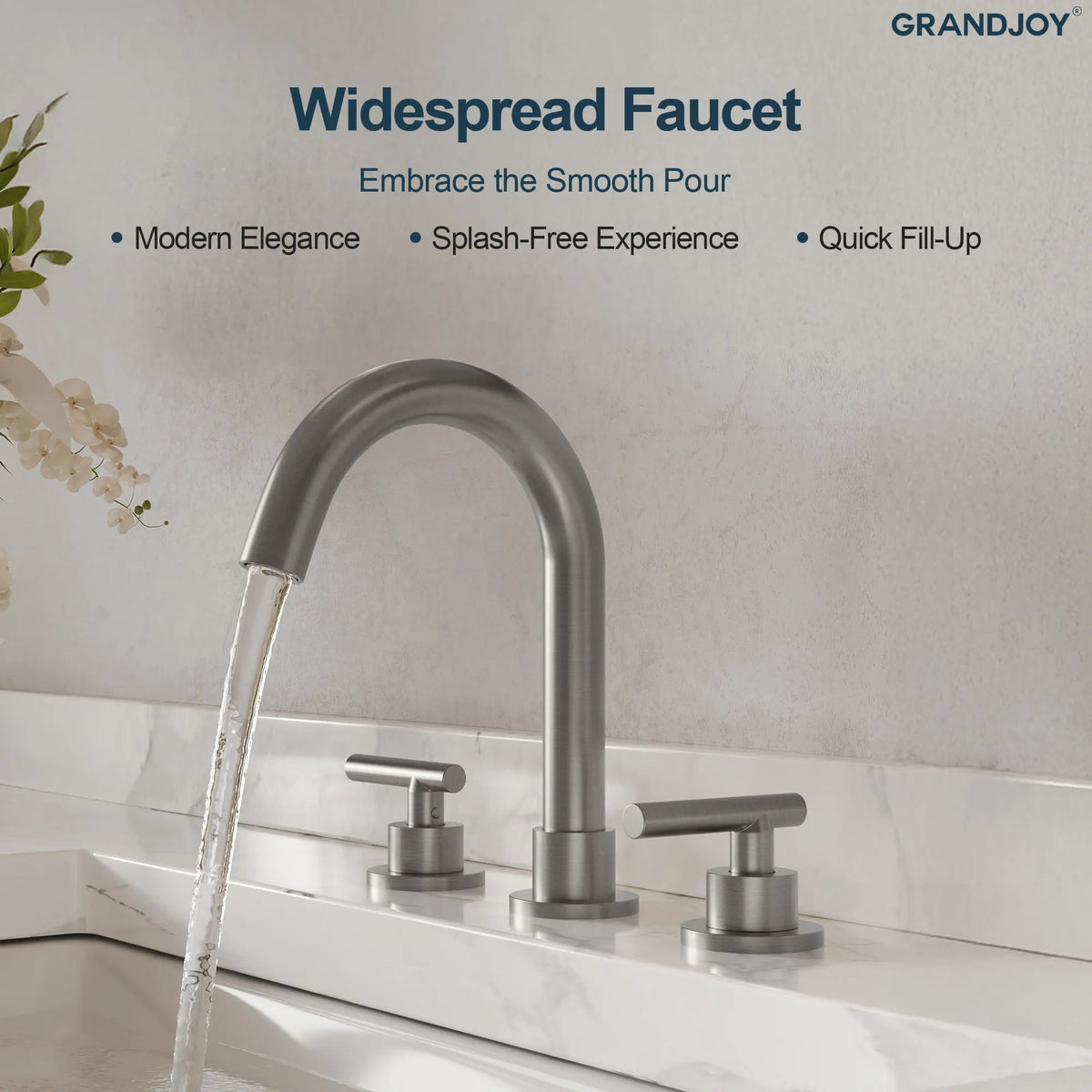 Two-Handle Mid Arc Widespread Bathroom Sink Faucet With Pop-Up Drain
