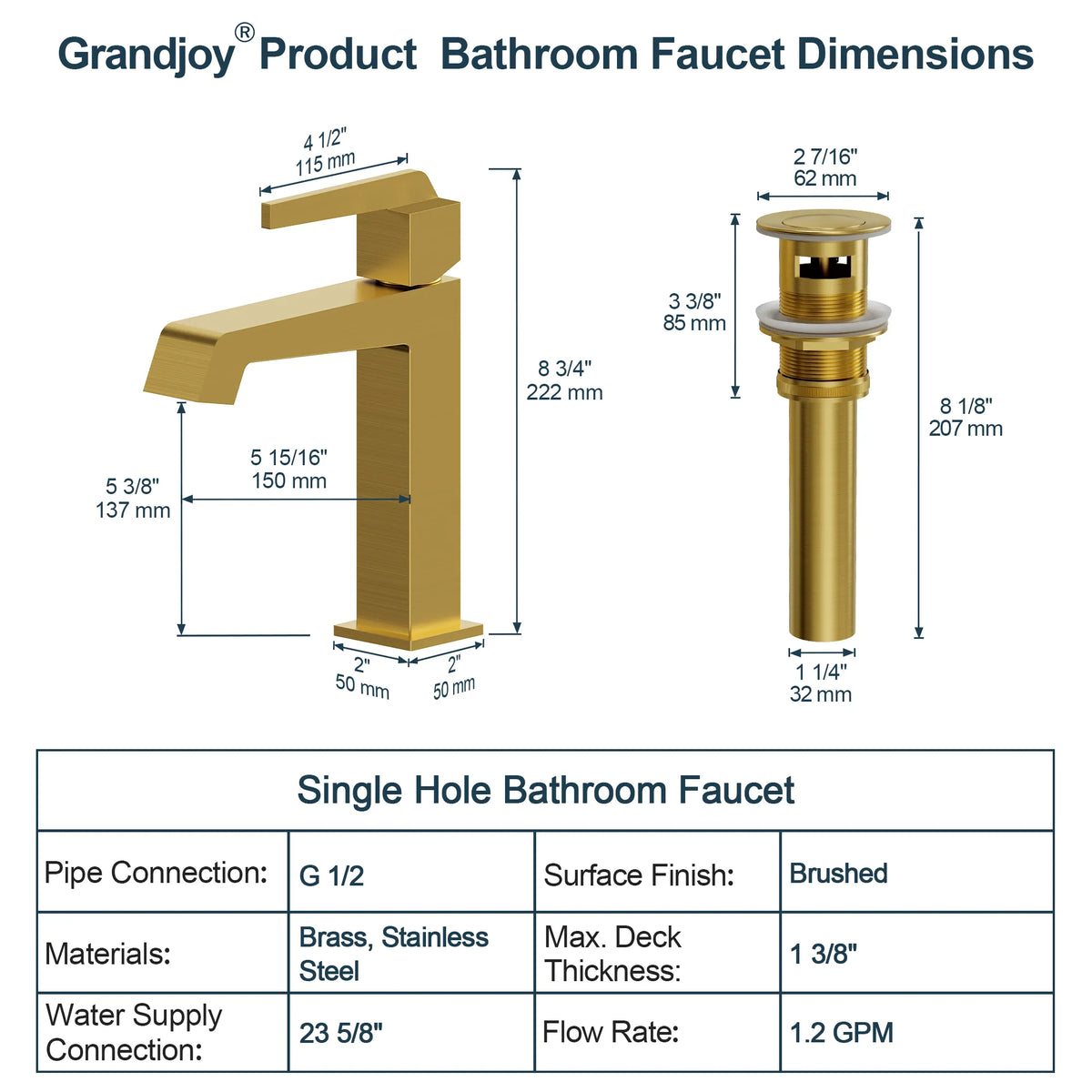 Single-Handle Bathroom Sink Faucet With Pop-Up Drain