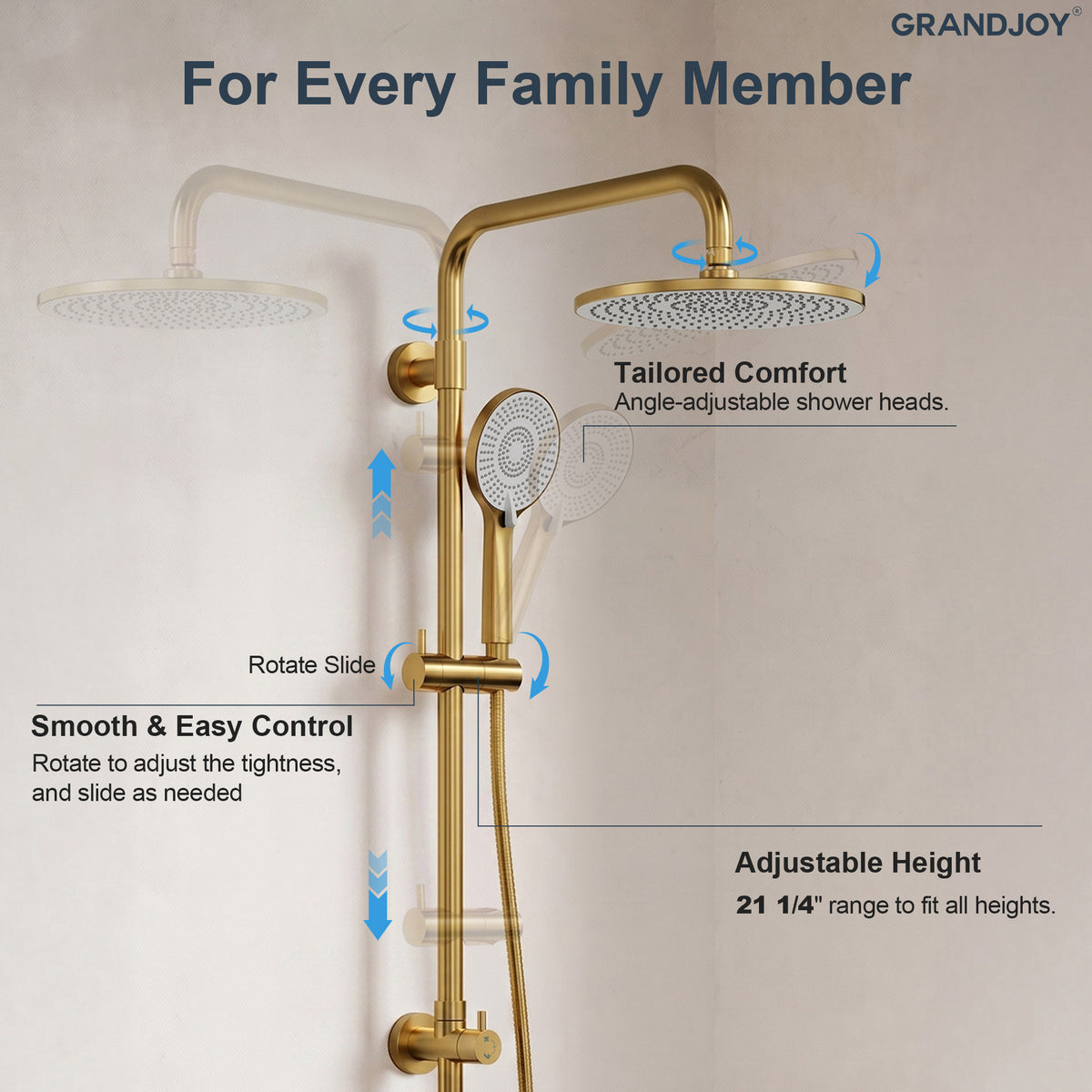 Exposed Dual-Function Rain Shower System with Adjustable Handheld