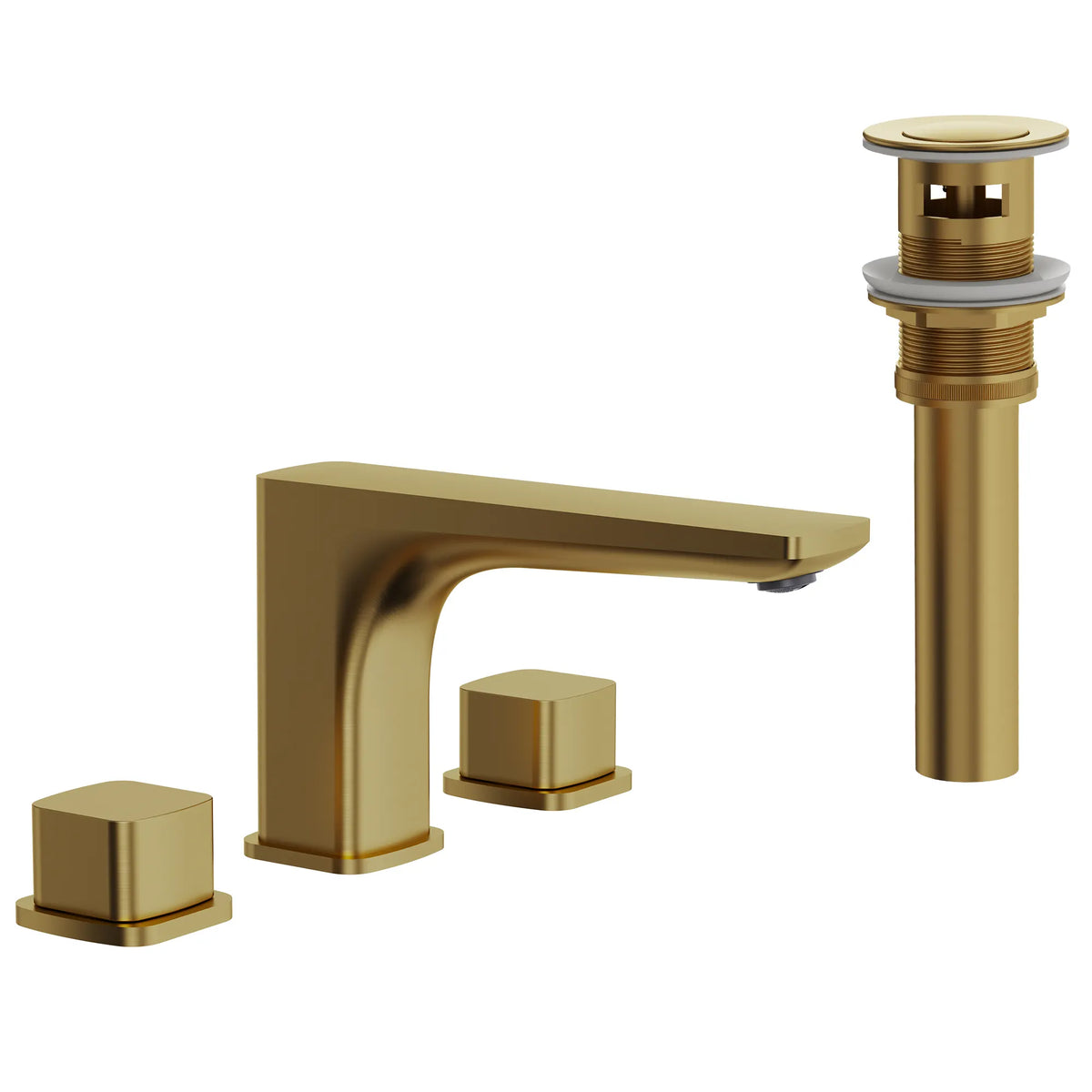 Two-Handle Low Arc Widespread Bathroom Sink Faucet With Pop-Up Drain