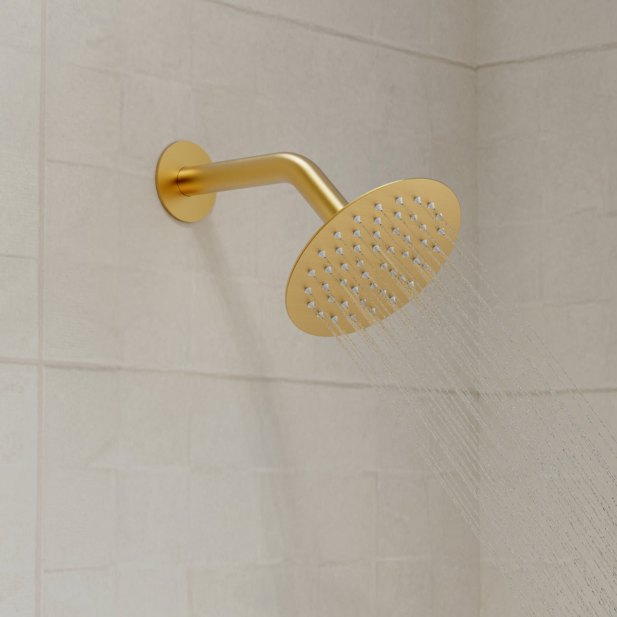 Round Wall-Mounted Rain Shower System with Pressure-Balanced Valve