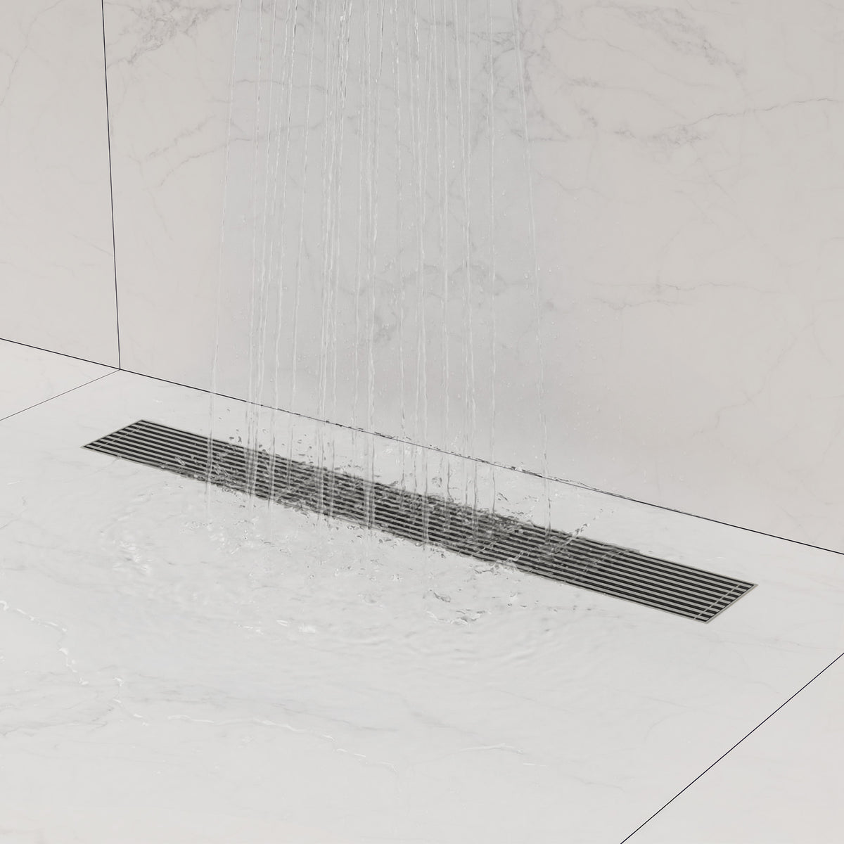 24-Inch Linear Shower Drain with Anti-Odor Core and Hair Catcher