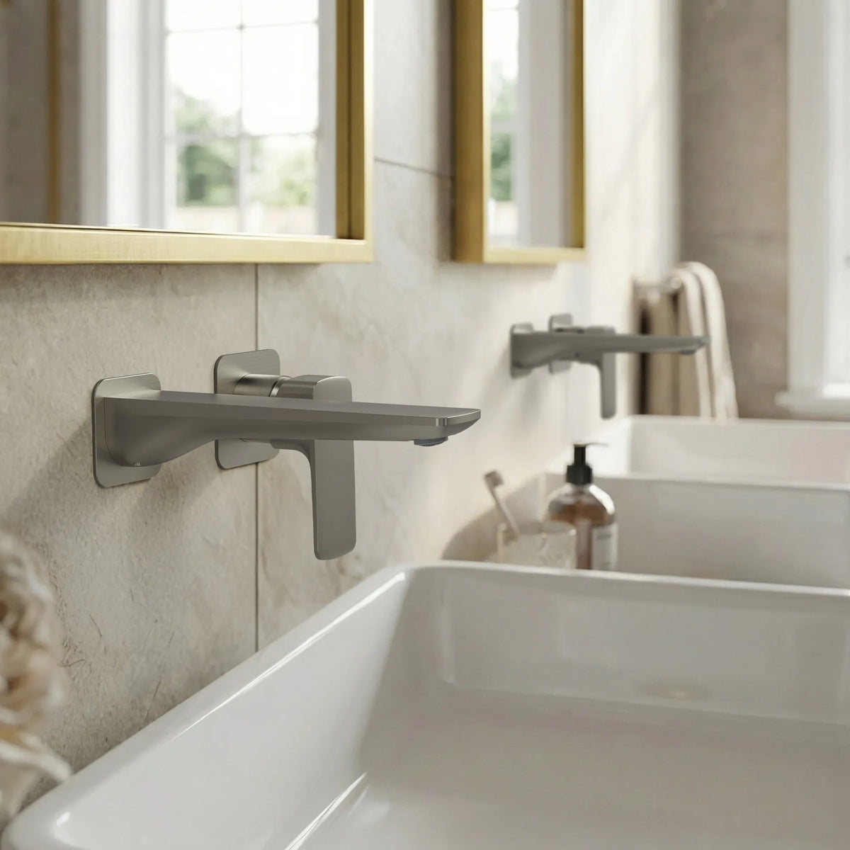 Single-Handle Wall-Mount Bathroom Sink Faucet With Pop-Up Drain
