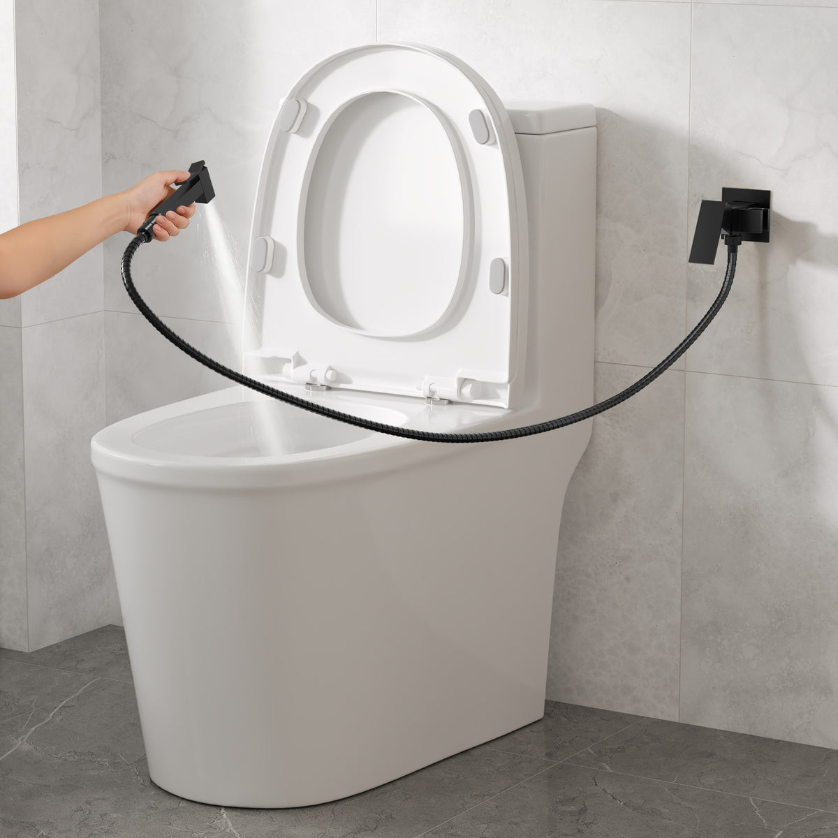 Wall-Mounted Brass Bidet Sprayer Set with Hot and Cold Control