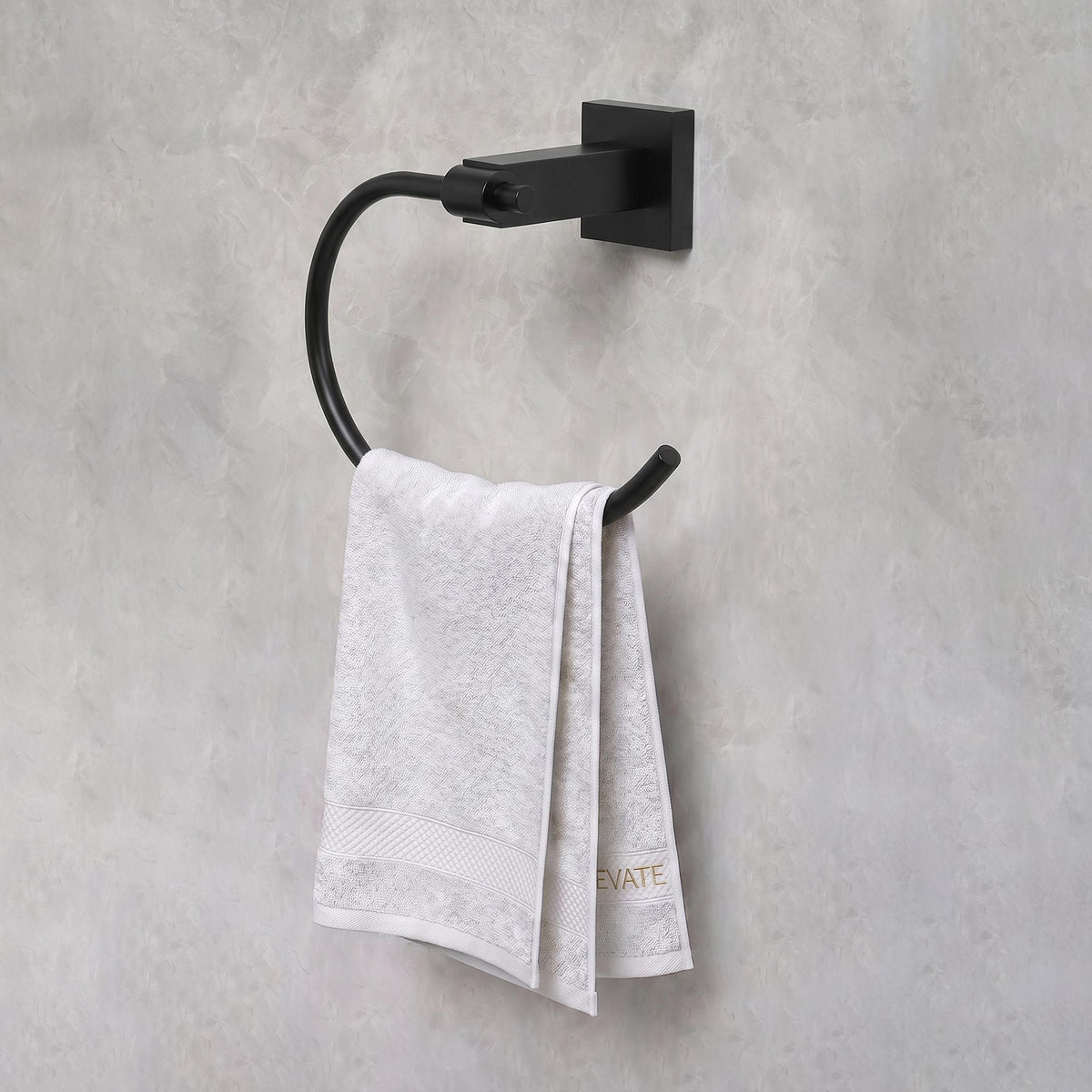 Square Wall-Mounted Swing-Arm Towel Ring with 180-Degree Pivot